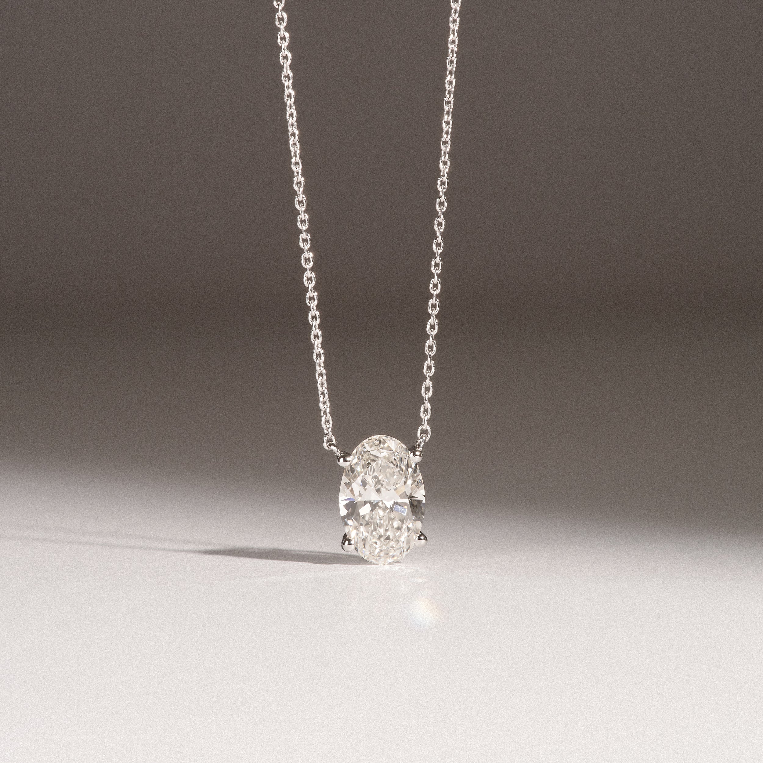 Wanderlust Floating Oval Cut Lab Diamond Solitaire Necklace 1.50ct H/SI in 9K White Gold - Image 6