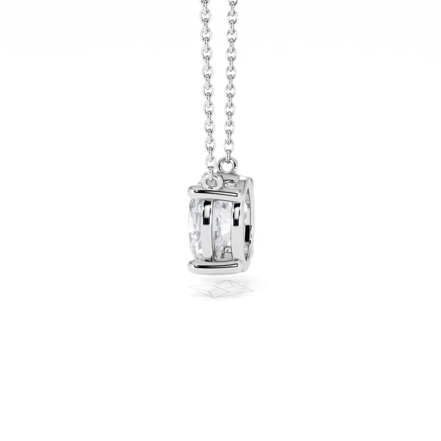 Wanderlust Floating Oval Cut Lab Diamond Solitaire Necklace 1.50ct H/SI in 9K White Gold - Image 67