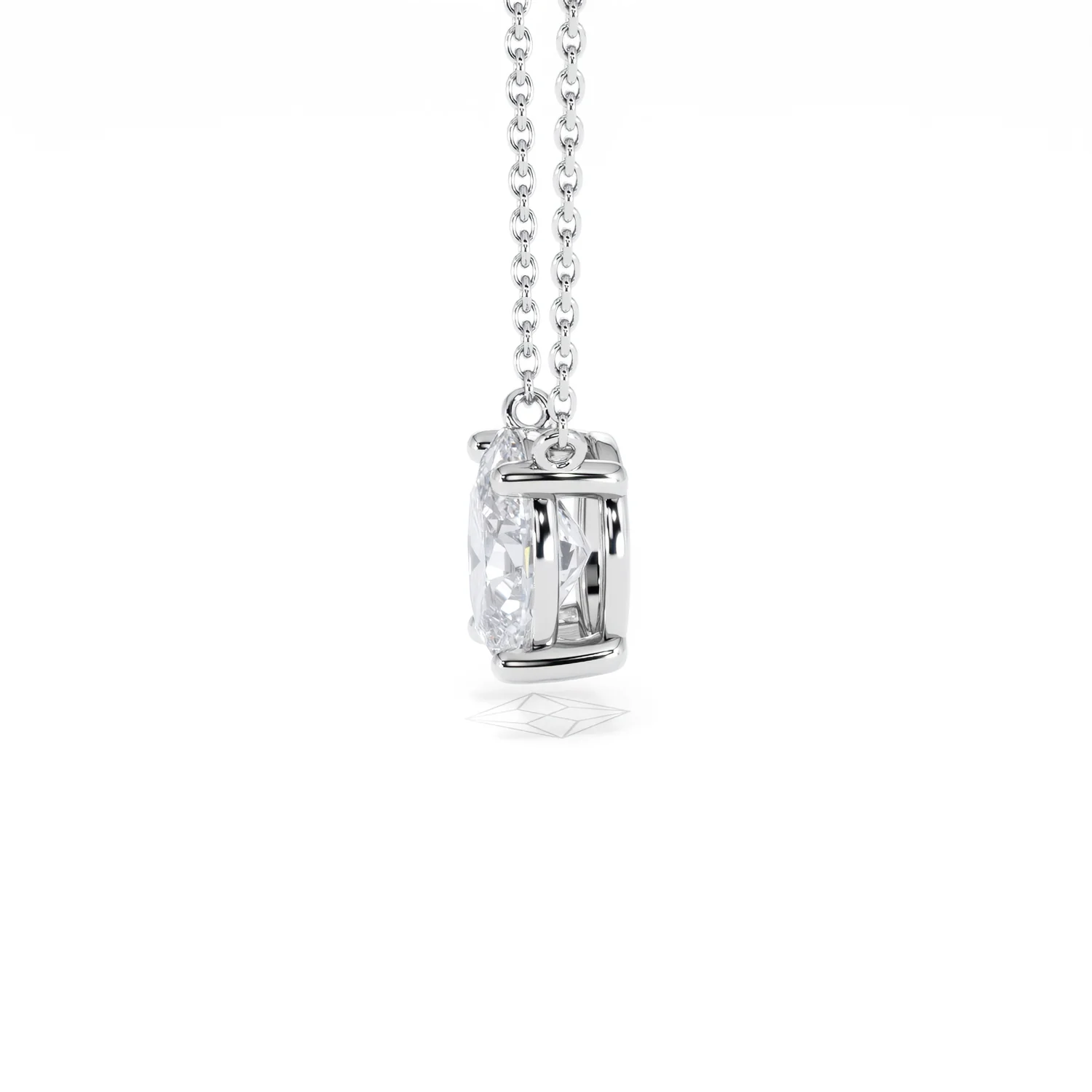 Wanderlust Floating Oval Cut Lab Diamond Solitaire Necklace 1.50ct H/SI in 9K White Gold - Image 72