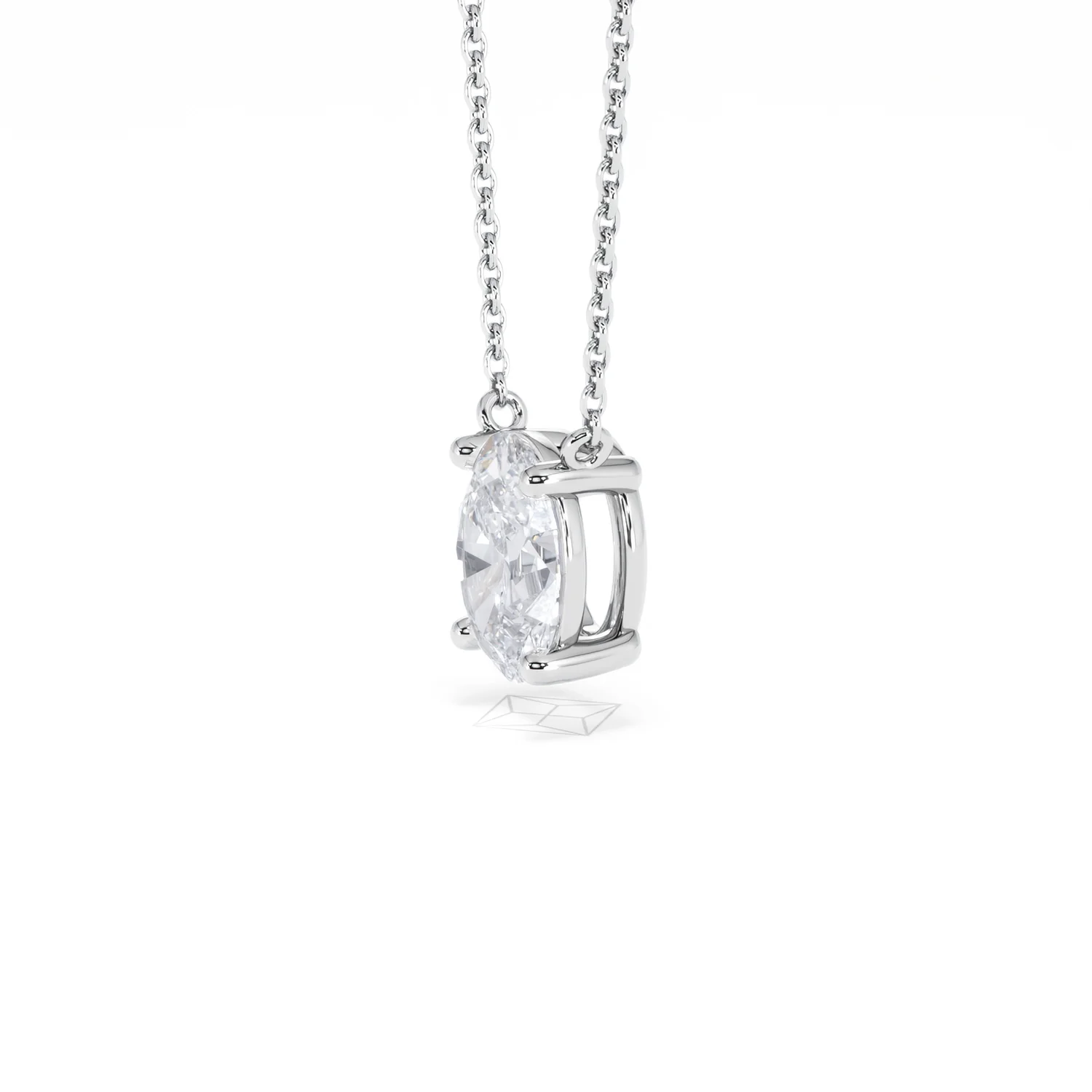 Wanderlust Floating Oval Cut Lab Diamond Solitaire Necklace 1.50ct H/SI in 9K White Gold - Image 76