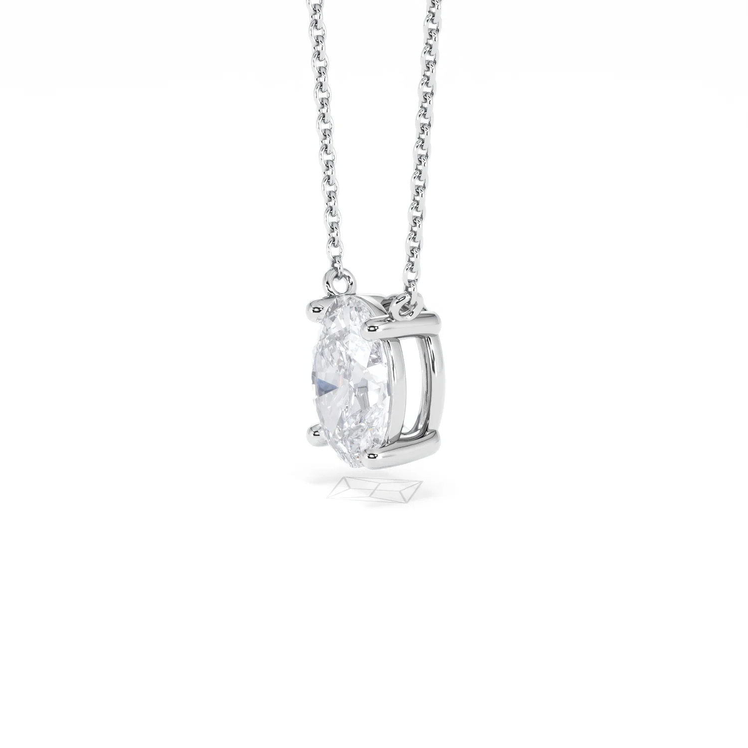 Wanderlust Floating Oval Cut Lab Diamond Solitaire Necklace 1.50ct H/SI in 9K White Gold - Image 77