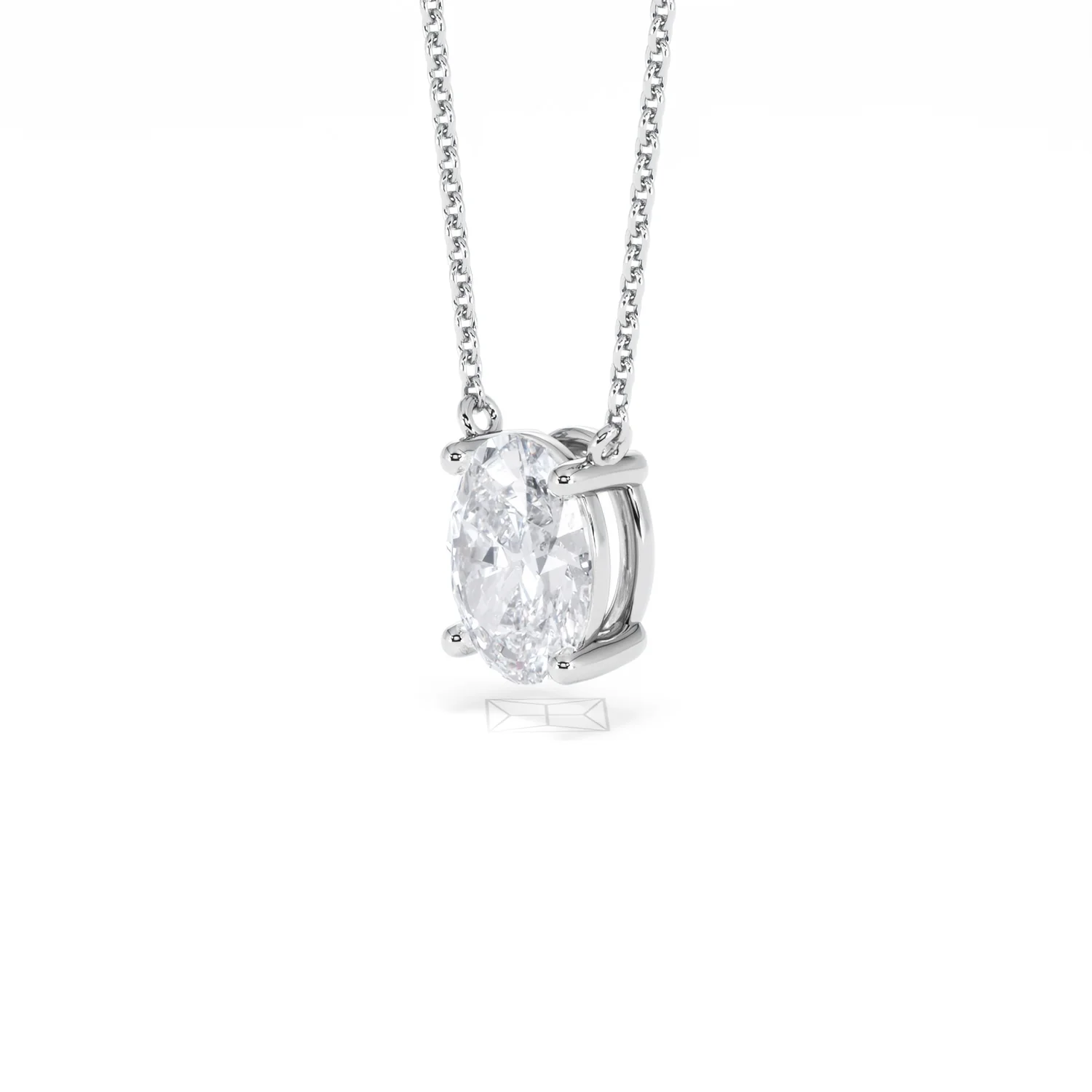 Wanderlust Floating Oval Cut Lab Diamond Solitaire Necklace 1.50ct H/SI in 9K White Gold - Image 80