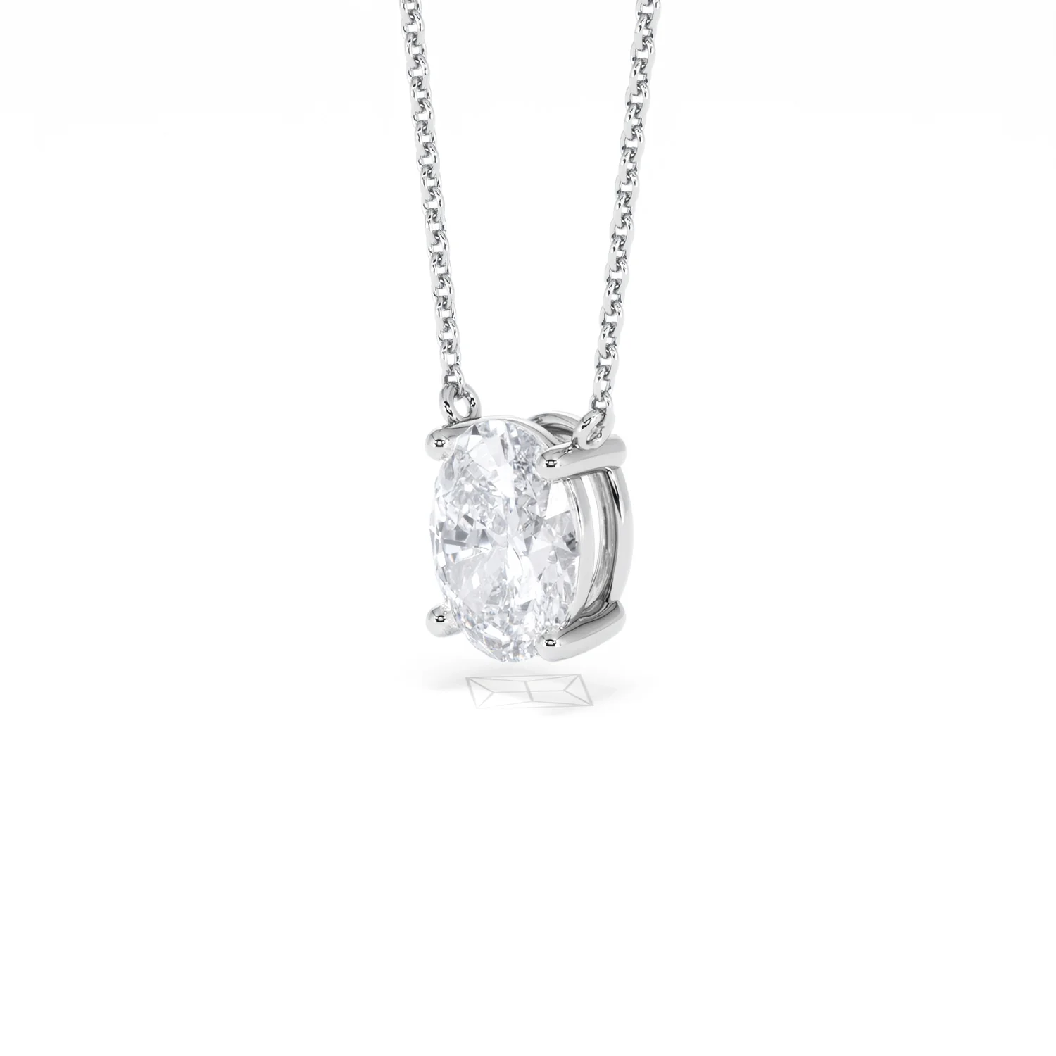 Wanderlust Floating Oval Cut Lab Diamond Solitaire Necklace 1.50ct H/SI in 9K White Gold - Image 81