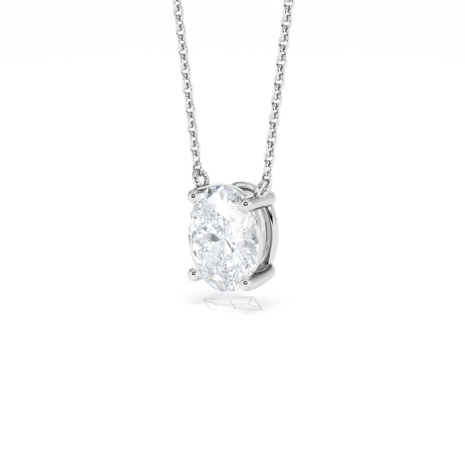 Wanderlust Floating Oval Cut Lab Diamond Solitaire Necklace 1.50ct H/SI in 9K White Gold - Image 82
