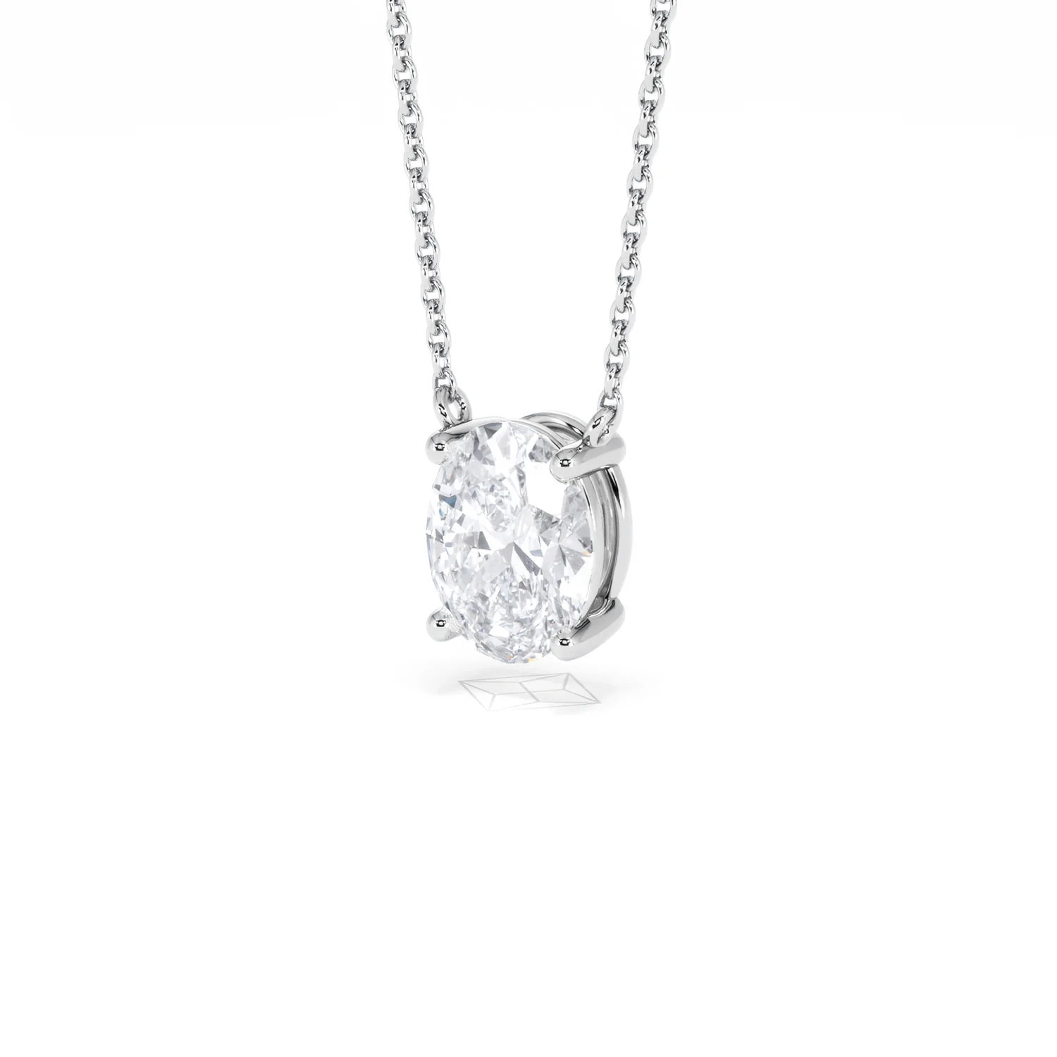 Wanderlust Floating Oval Cut Lab Diamond Solitaire Necklace 1.50ct H/SI in 9K White Gold - Image 83