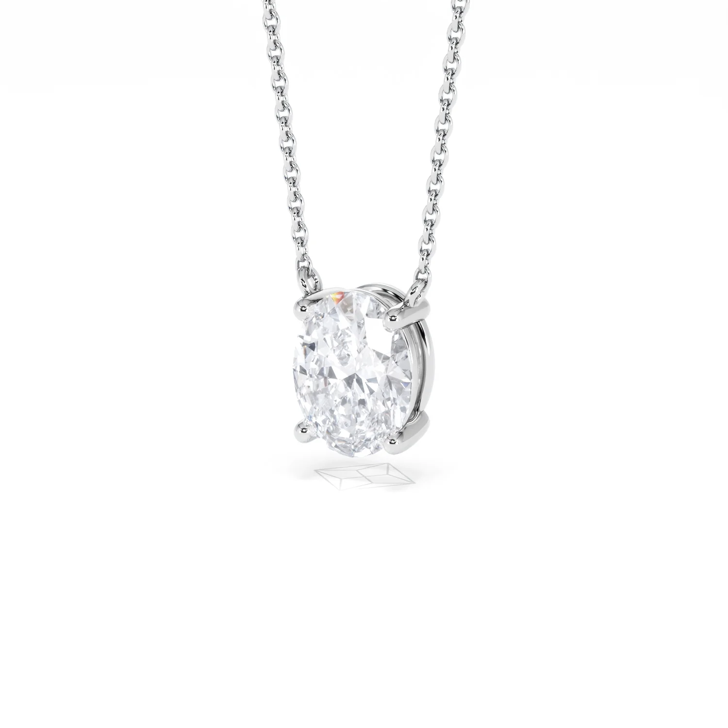 Wanderlust Floating Oval Cut Lab Diamond Solitaire Necklace 1.50ct H/SI in 9K White Gold - Image 84