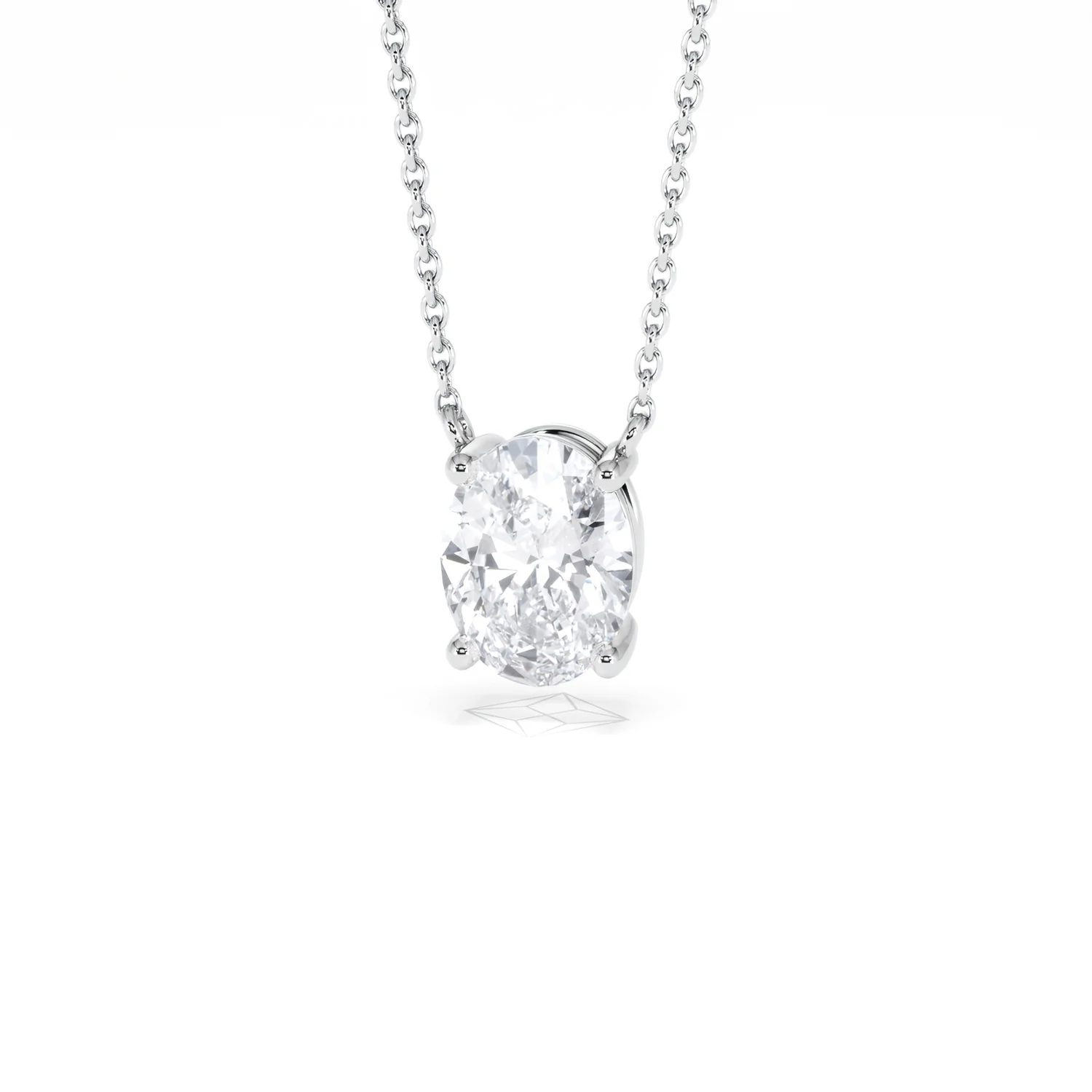Wanderlust Floating Oval Cut Lab Diamond Solitaire Necklace 1.50ct H/SI in 9K White Gold - Image 87