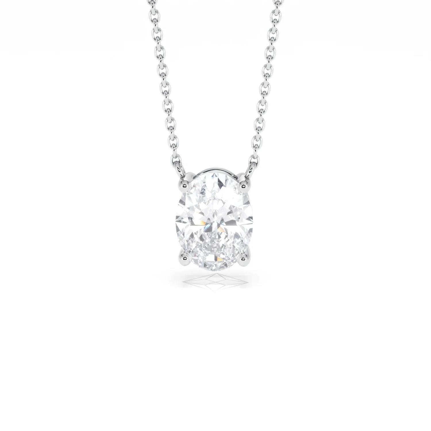 Wanderlust Floating Oval Cut Lab Diamond Solitaire Necklace 1.50ct H/SI in 9K White Gold - Image 89