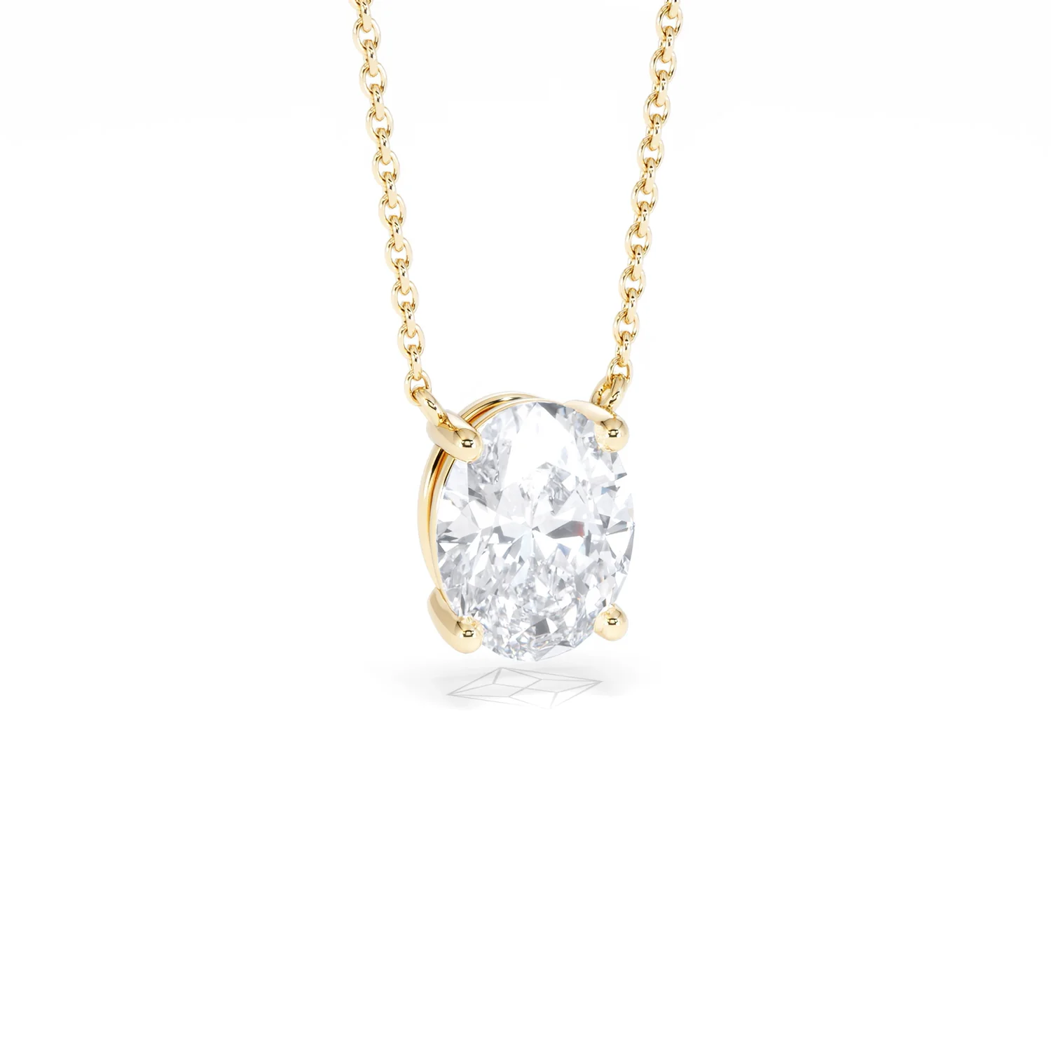 Wanderlust Floating Oval Cut Lab Diamond Solitaire Necklace 2.00ct H/SI in 9K Gold - Image 14