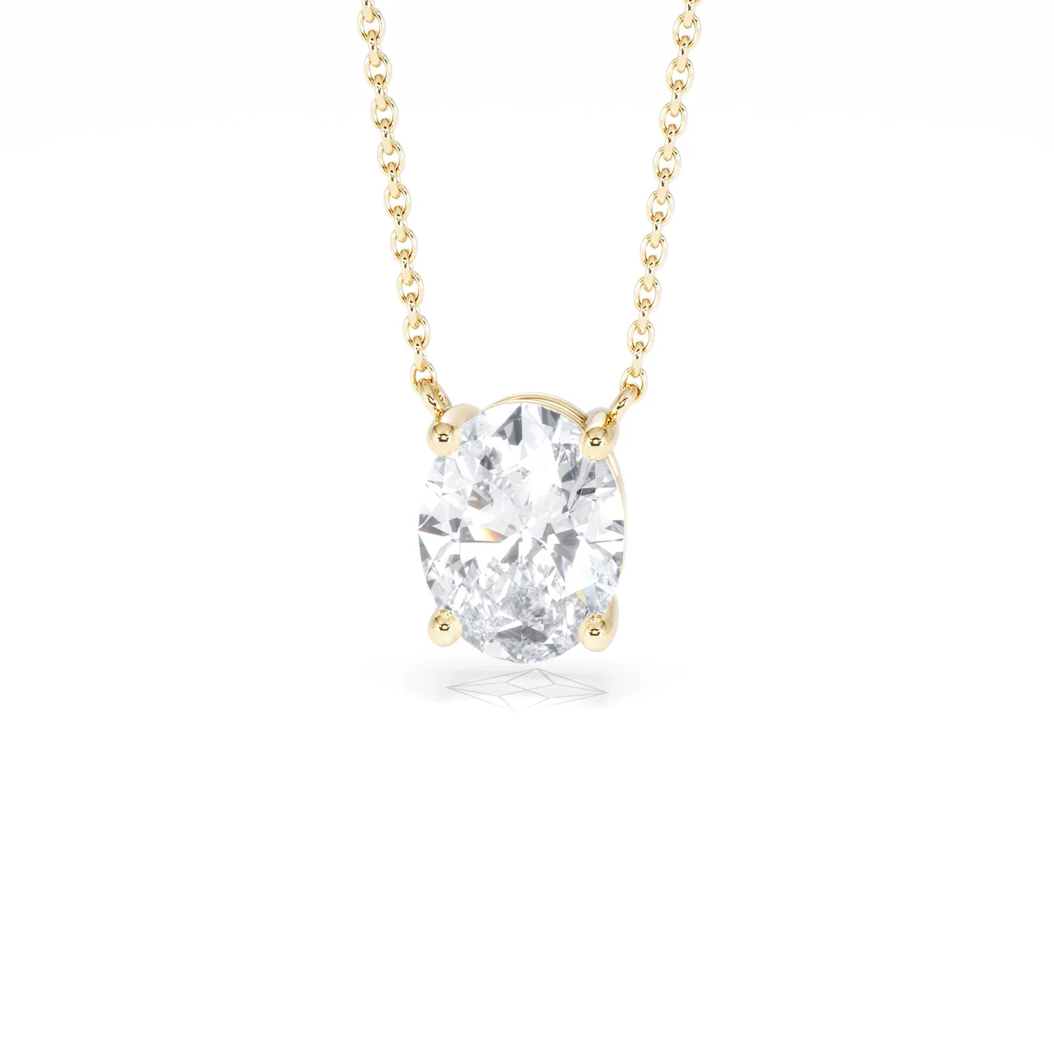 Wanderlust Floating Oval Cut Lab Diamond Solitaire Necklace 2.00ct H/SI in 9K Gold - Image 88