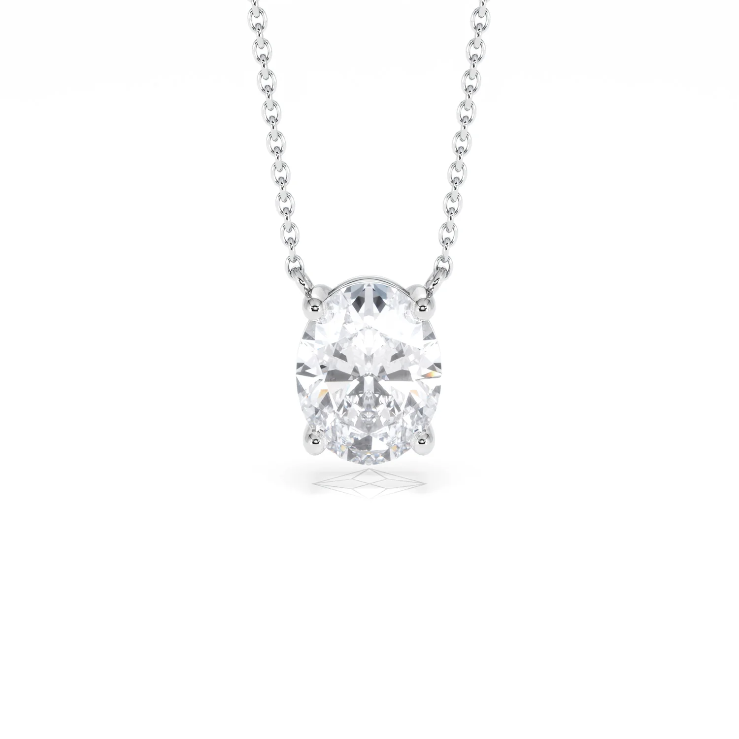 Wanderlust Floating Oval Cut Lab Diamond Solitaire Necklace 2.00ct H/SI in 9K White Gold - Image 10