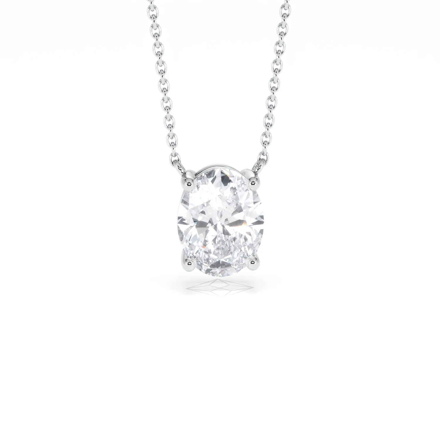 Wanderlust Floating Oval Cut Lab Diamond Solitaire Necklace 2.00ct H/SI in 9K White Gold - Image 11