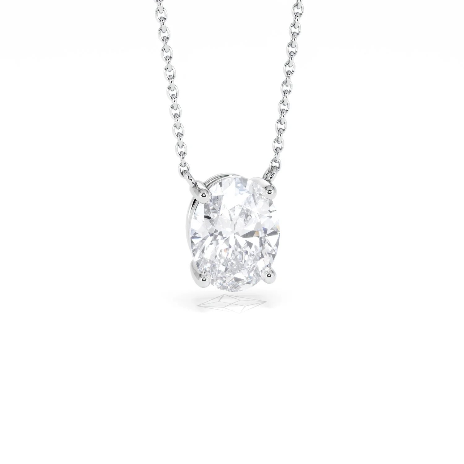 Wanderlust Floating Oval Cut Lab Diamond Solitaire Necklace 2.00ct H/SI in 9K White Gold - Image 13
