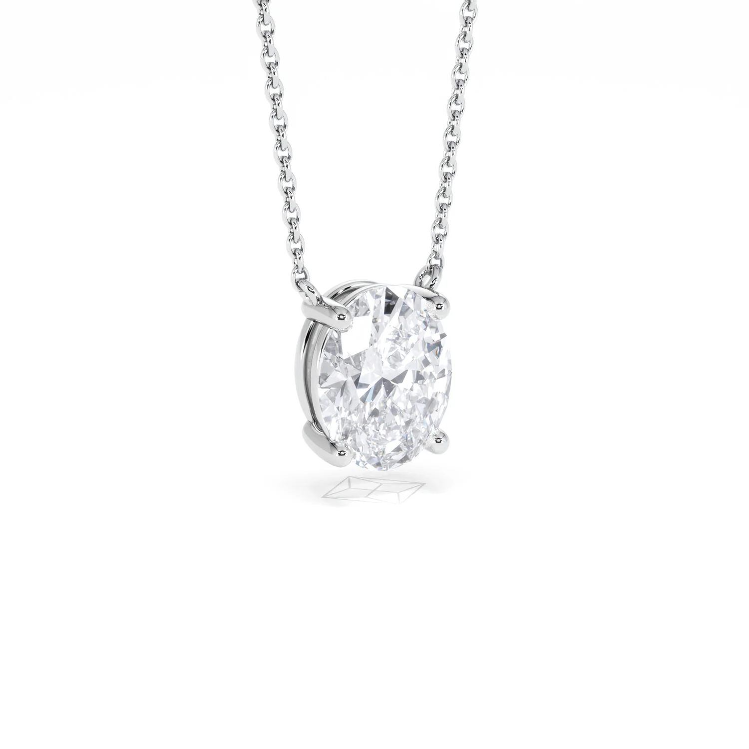 Wanderlust Floating Oval Cut Lab Diamond Solitaire Necklace 2.00ct H/SI in 9K White Gold - Image 16