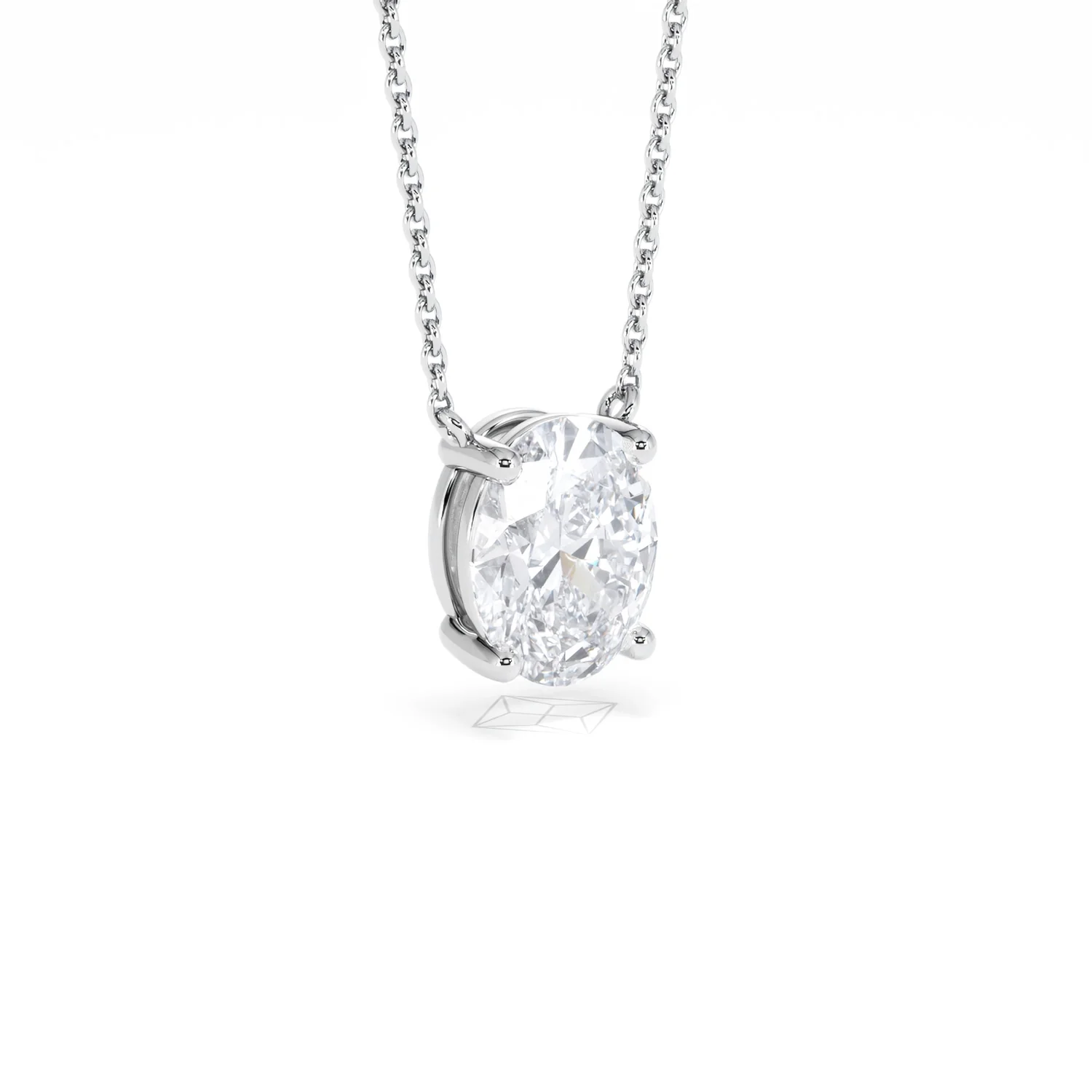 Wanderlust Floating Oval Cut Lab Diamond Solitaire Necklace 2.00ct H/SI in 9K White Gold - Image 17