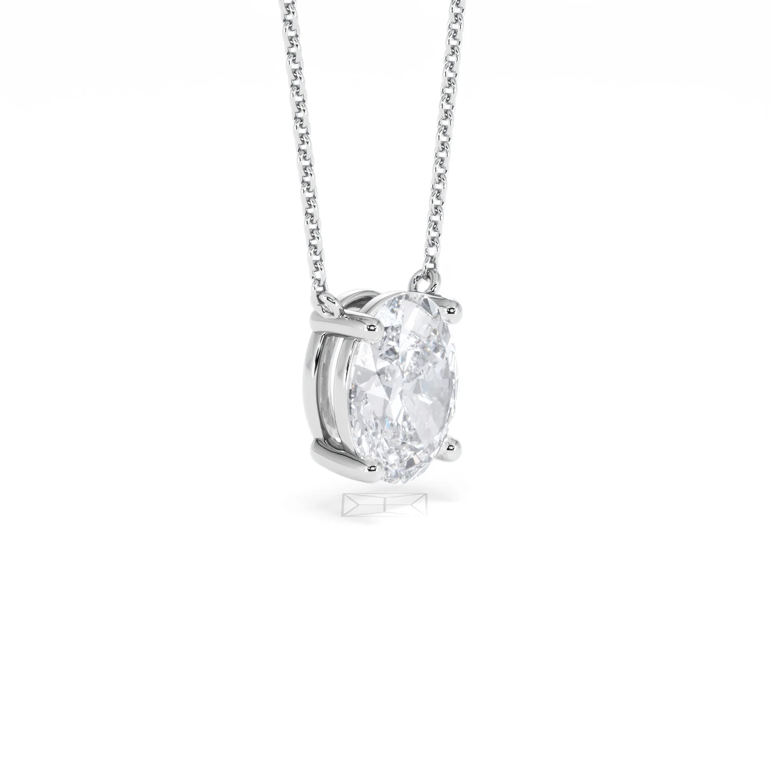 Wanderlust Floating Oval Cut Lab Diamond Solitaire Necklace 2.00ct H/SI in 9K White Gold - Image 20