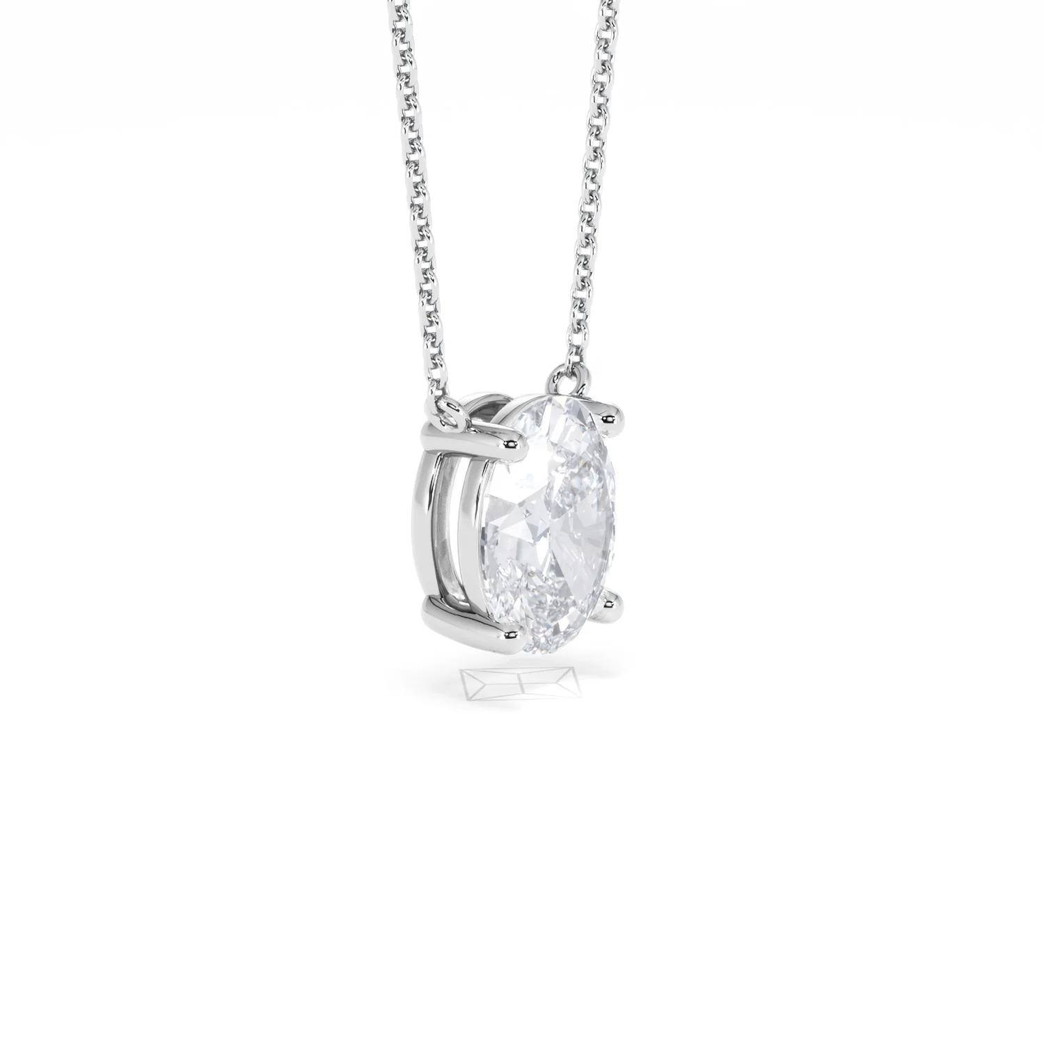 Wanderlust Floating Oval Cut Lab Diamond Solitaire Necklace 2.00ct H/SI in 9K White Gold - Image 21