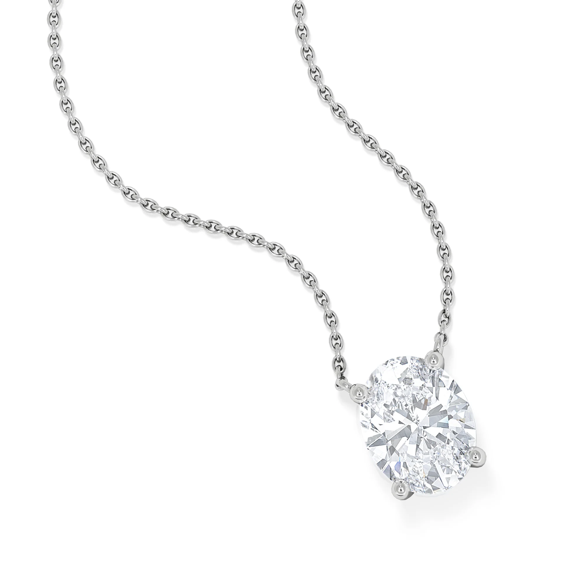 Wanderlust Floating Oval Cut Lab Diamond Solitaire Necklace 2.00ct H/SI in 9K White Gold - Image 3