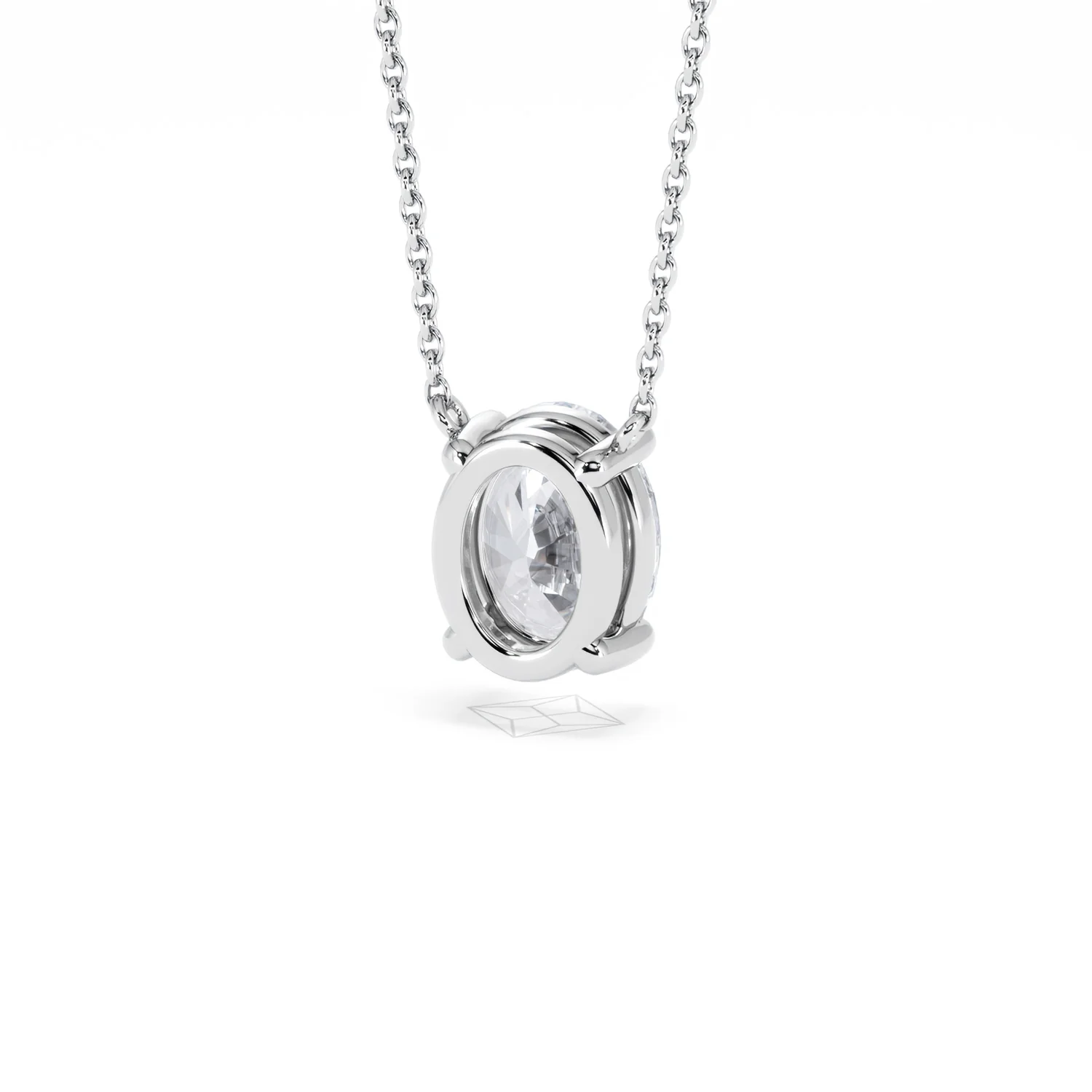 Wanderlust Floating Oval Cut Lab Diamond Solitaire Necklace 2.00ct H/SI in 9K White Gold - Image 45