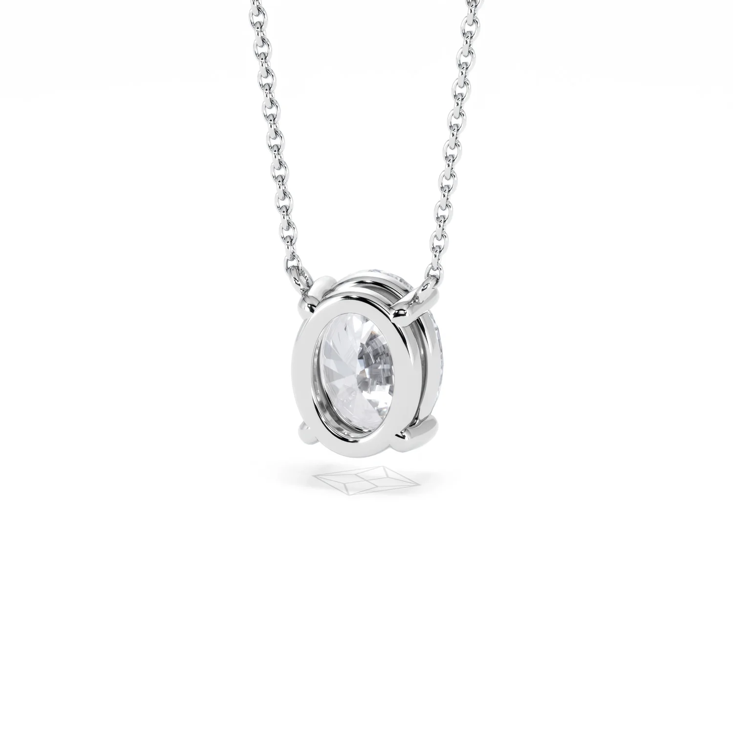 Wanderlust Floating Oval Cut Lab Diamond Solitaire Necklace 2.00ct H/SI in 9K White Gold - Image 46