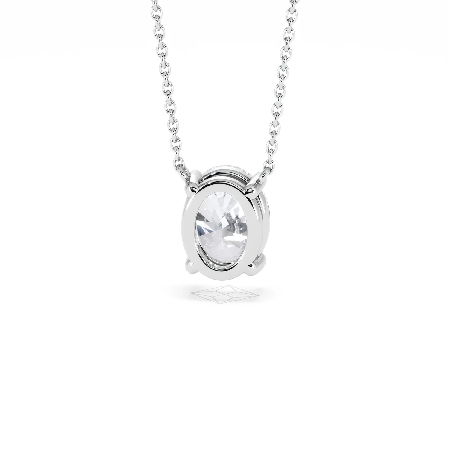 Wanderlust Floating Oval Cut Lab Diamond Solitaire Necklace 2.00ct H/SI in 9K White Gold - Image 48