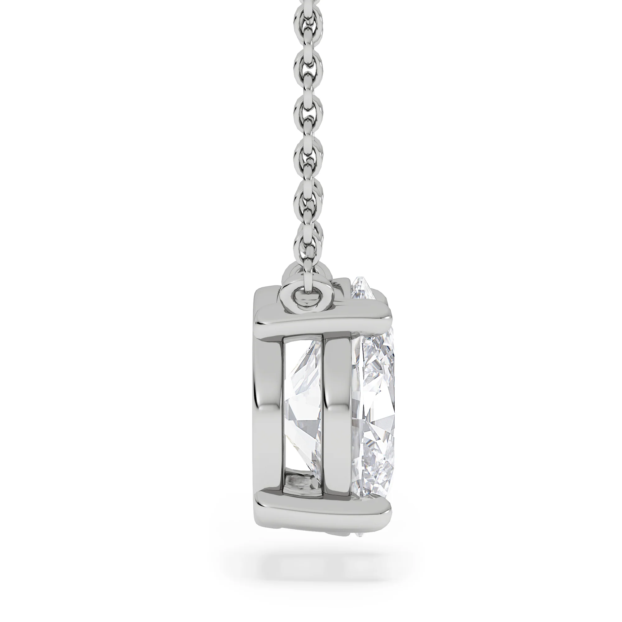 Wanderlust Floating Oval Cut Lab Diamond Solitaire Necklace 2.00ct H/SI in 9K White Gold - Image 5