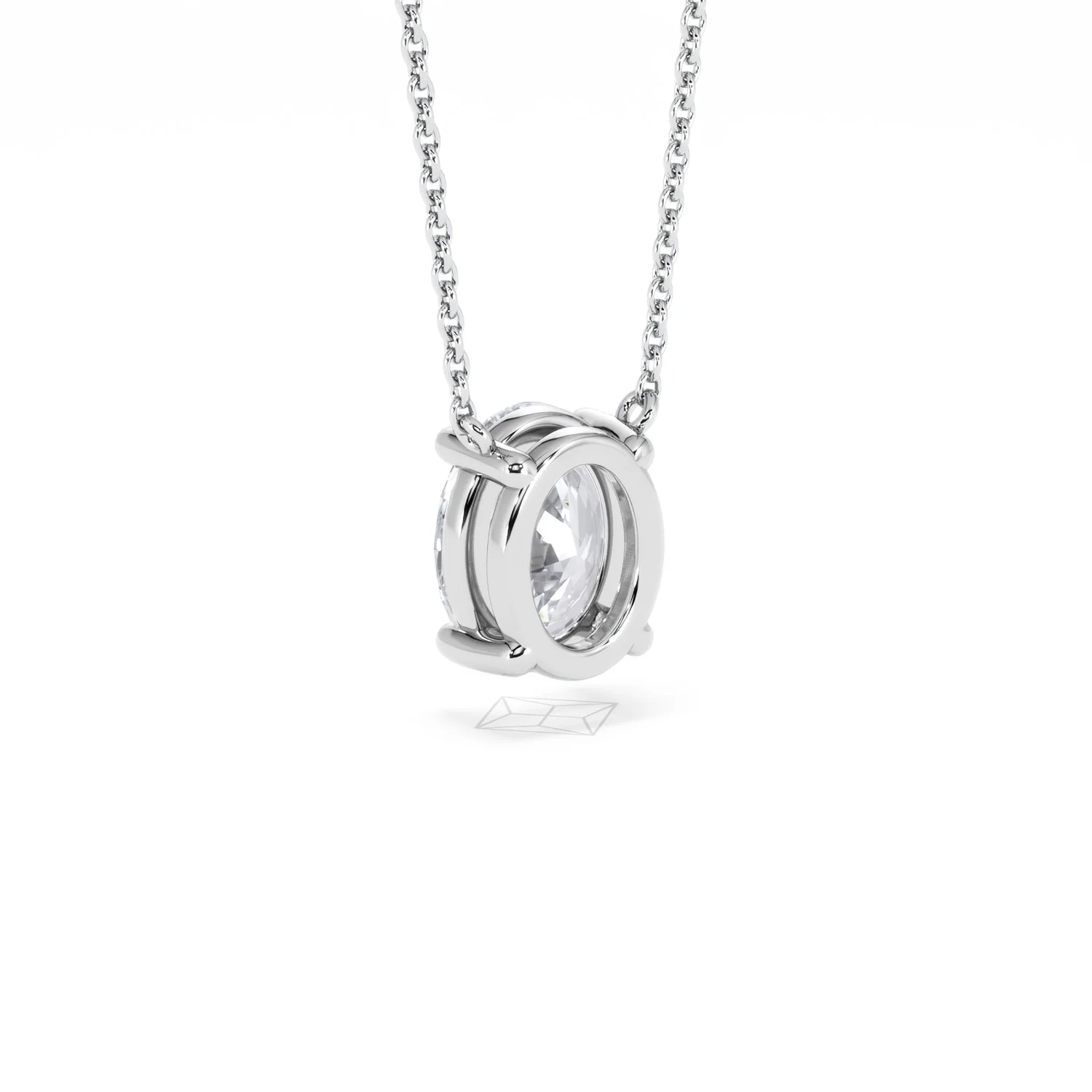 Wanderlust Floating Oval Cut Lab Diamond Solitaire Necklace 2.00ct H/SI in 9K White Gold - Image 57