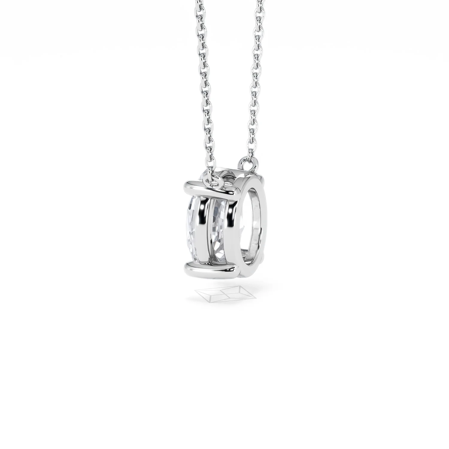 Wanderlust Floating Oval Cut Lab Diamond Solitaire Necklace 2.00ct H/SI in 9K White Gold - Image 64
