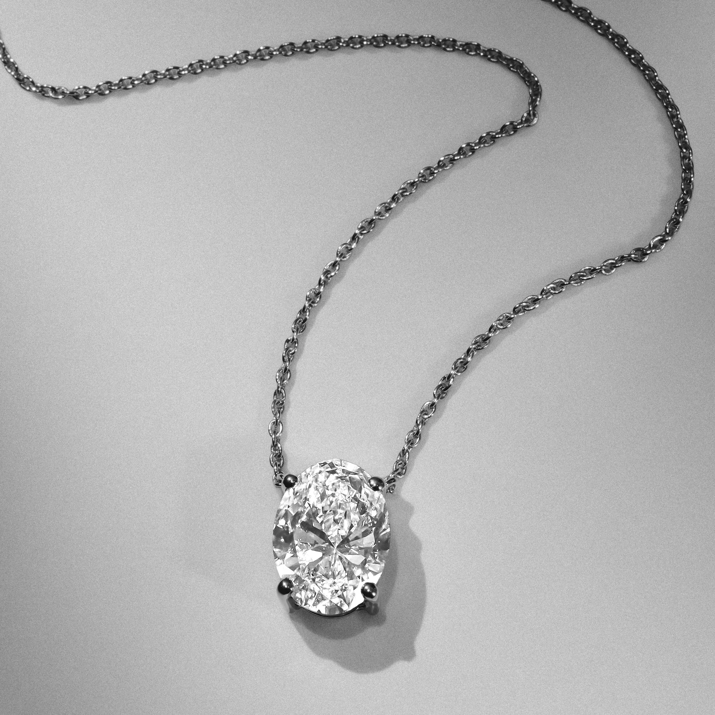 Wanderlust Floating Oval Cut Lab Diamond Solitaire Necklace 2.00ct H/SI in 9K White Gold - Image 7