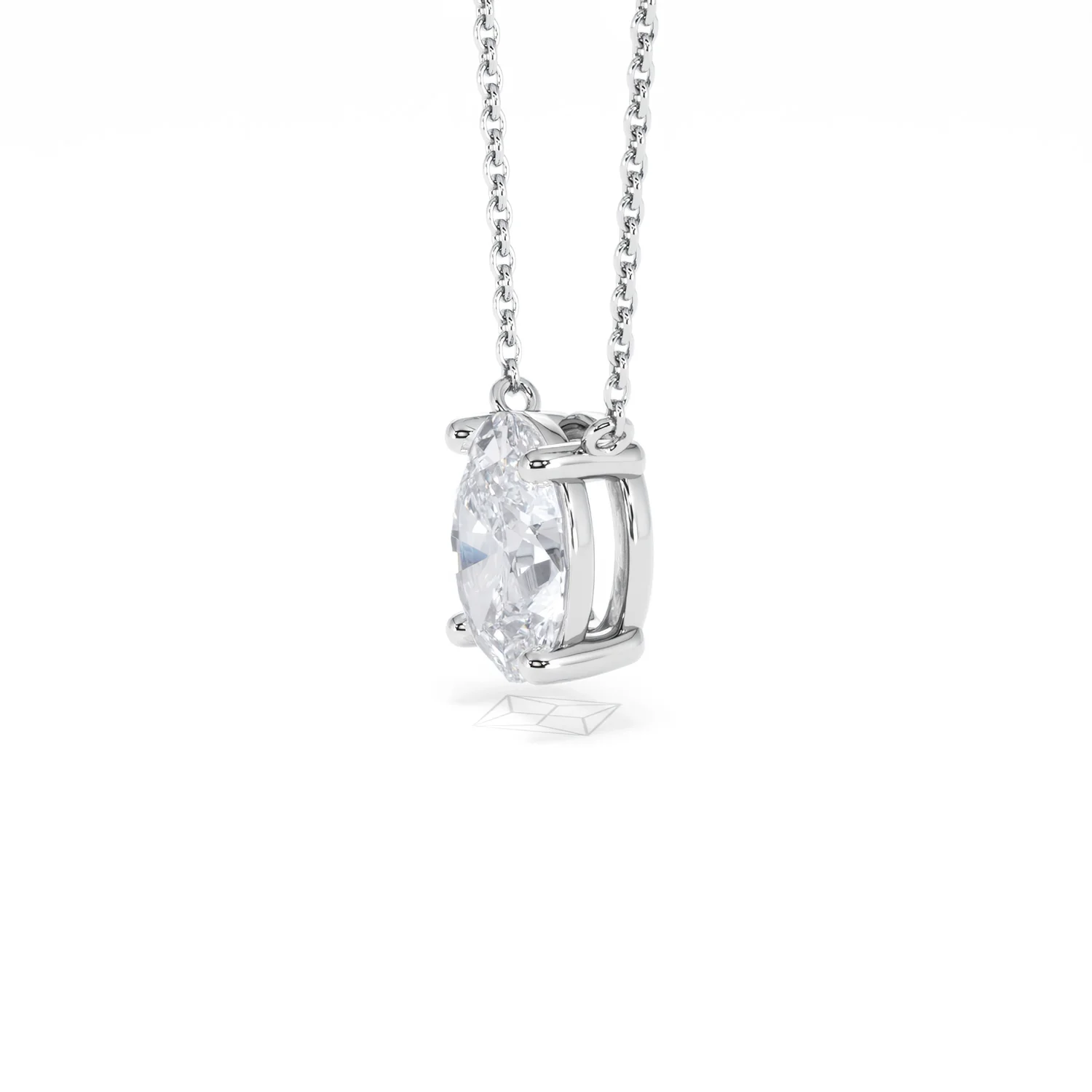 Wanderlust Floating Oval Cut Lab Diamond Solitaire Necklace 2.00ct H/SI in 9K White Gold - Image 76