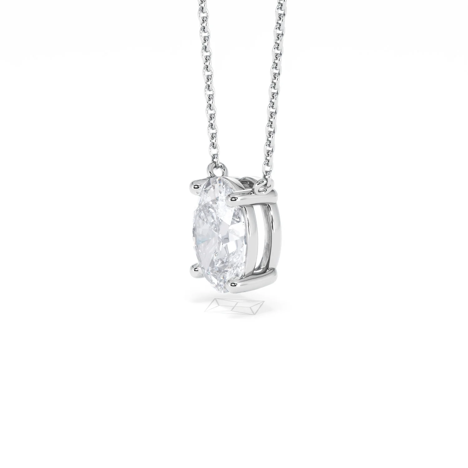 Wanderlust Floating Oval Cut Lab Diamond Solitaire Necklace 2.00ct H/SI in 9K White Gold - Image 77