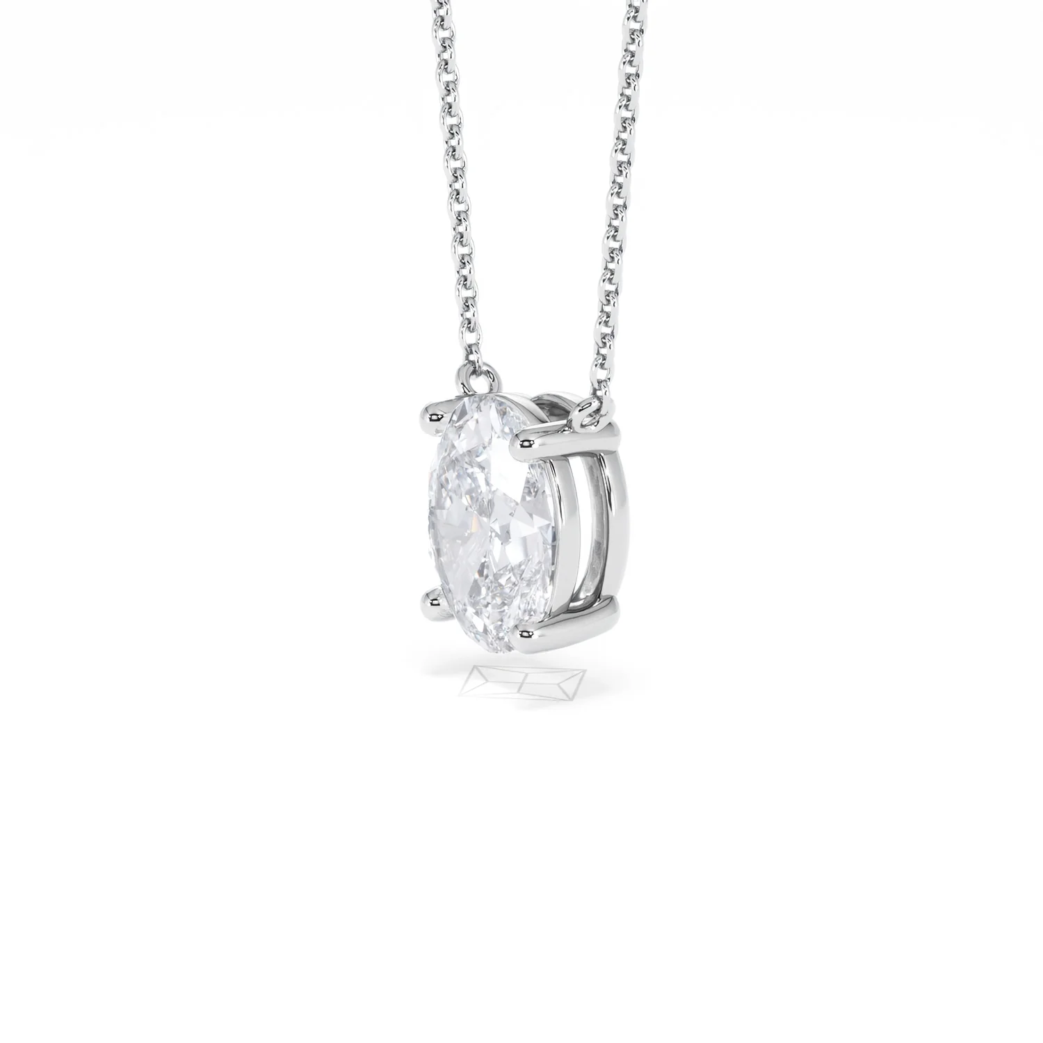 Wanderlust Floating Oval Cut Lab Diamond Solitaire Necklace 2.00ct H/SI in 9K White Gold - Image 78