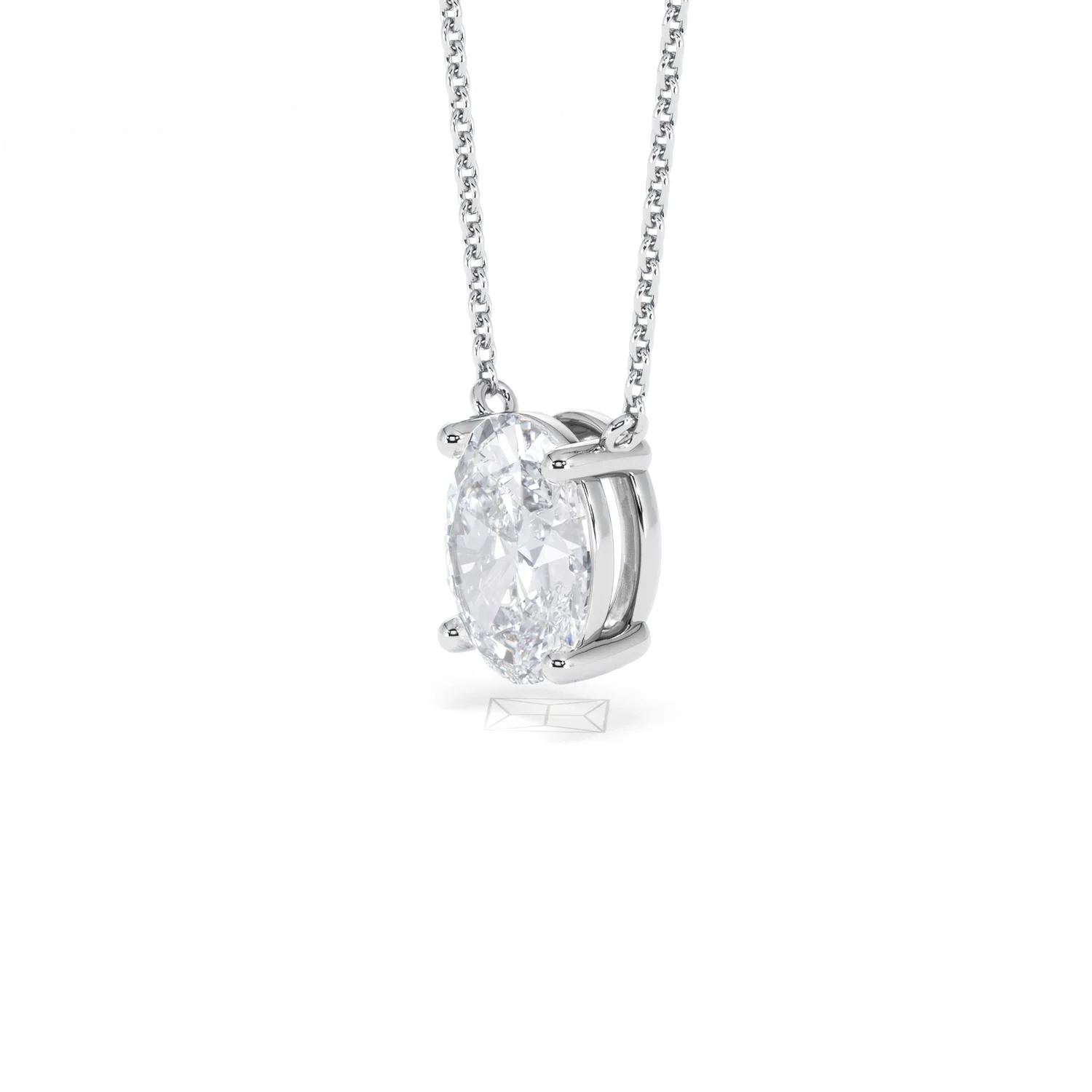 Wanderlust Floating Oval Cut Lab Diamond Solitaire Necklace 2.00ct H/SI in 9K White Gold - Image 79