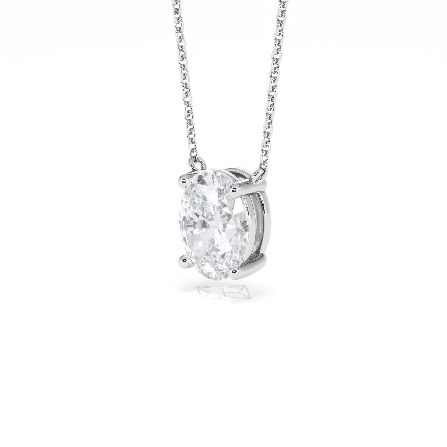 Wanderlust Floating Oval Cut Lab Diamond Solitaire Necklace 2.00ct H/SI in 9K White Gold - Image 81