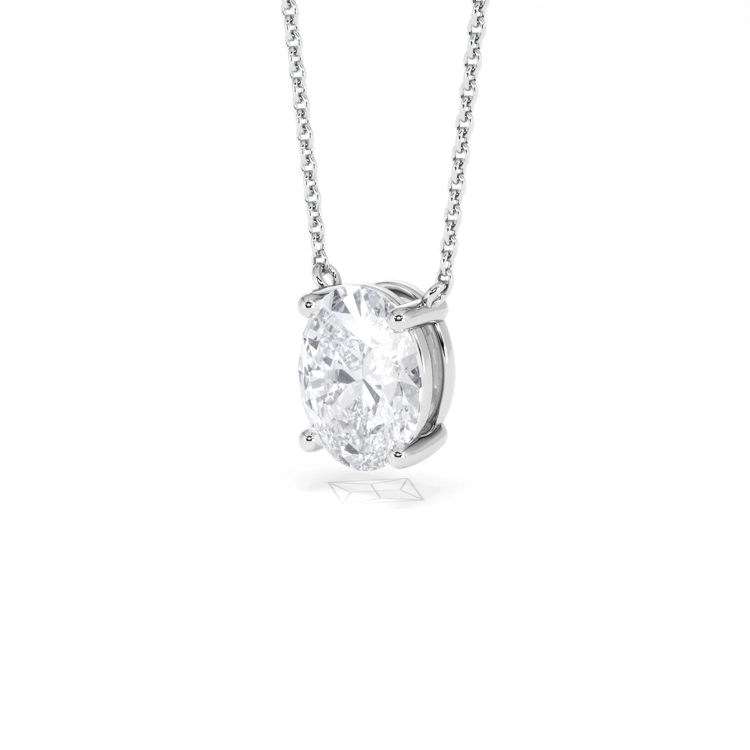 Wanderlust Floating Oval Cut Lab Diamond Solitaire Necklace 2.00ct H/SI in 9K White Gold - Image 82