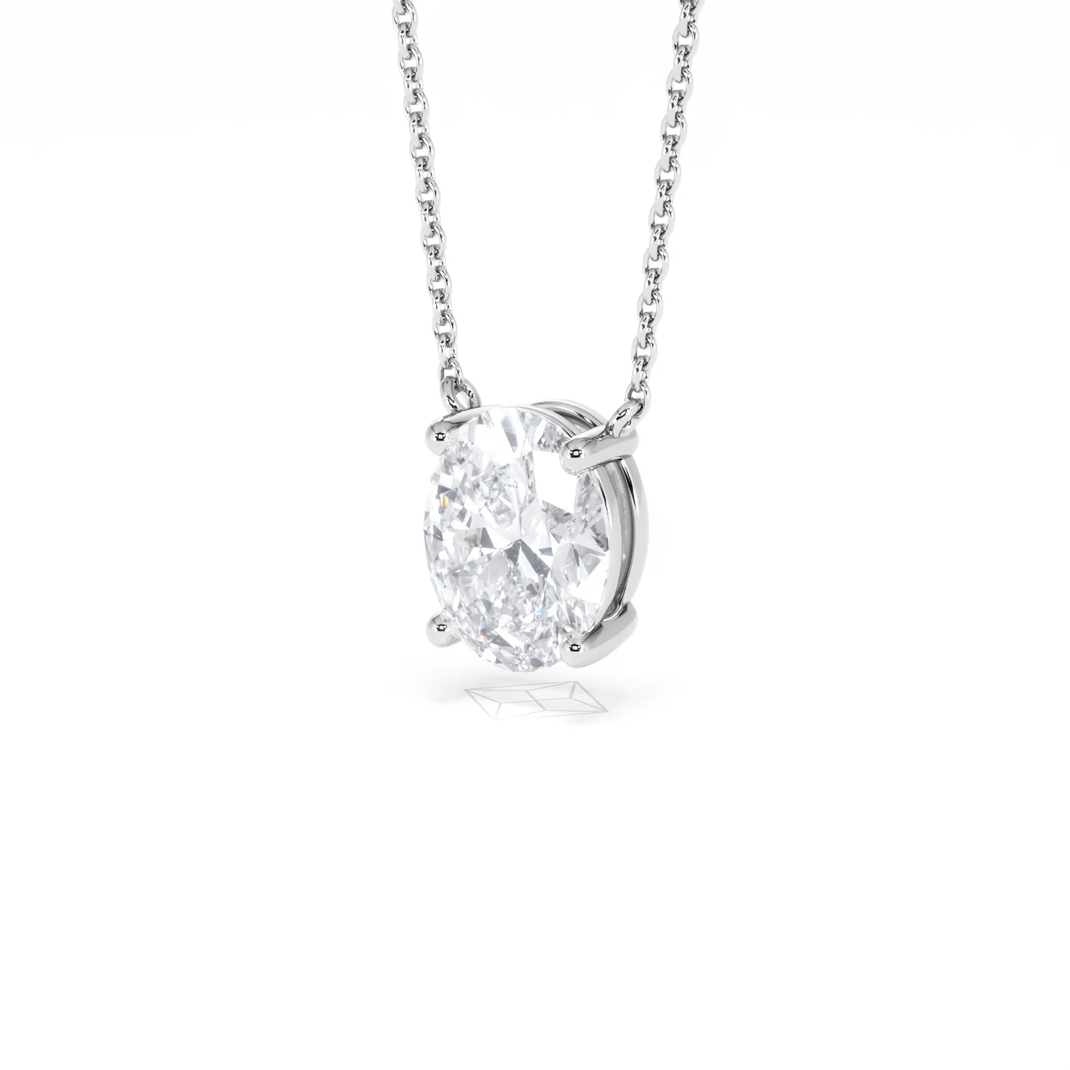Wanderlust Floating Oval Cut Lab Diamond Solitaire Necklace 2.00ct H/SI in 9K White Gold - Image 83