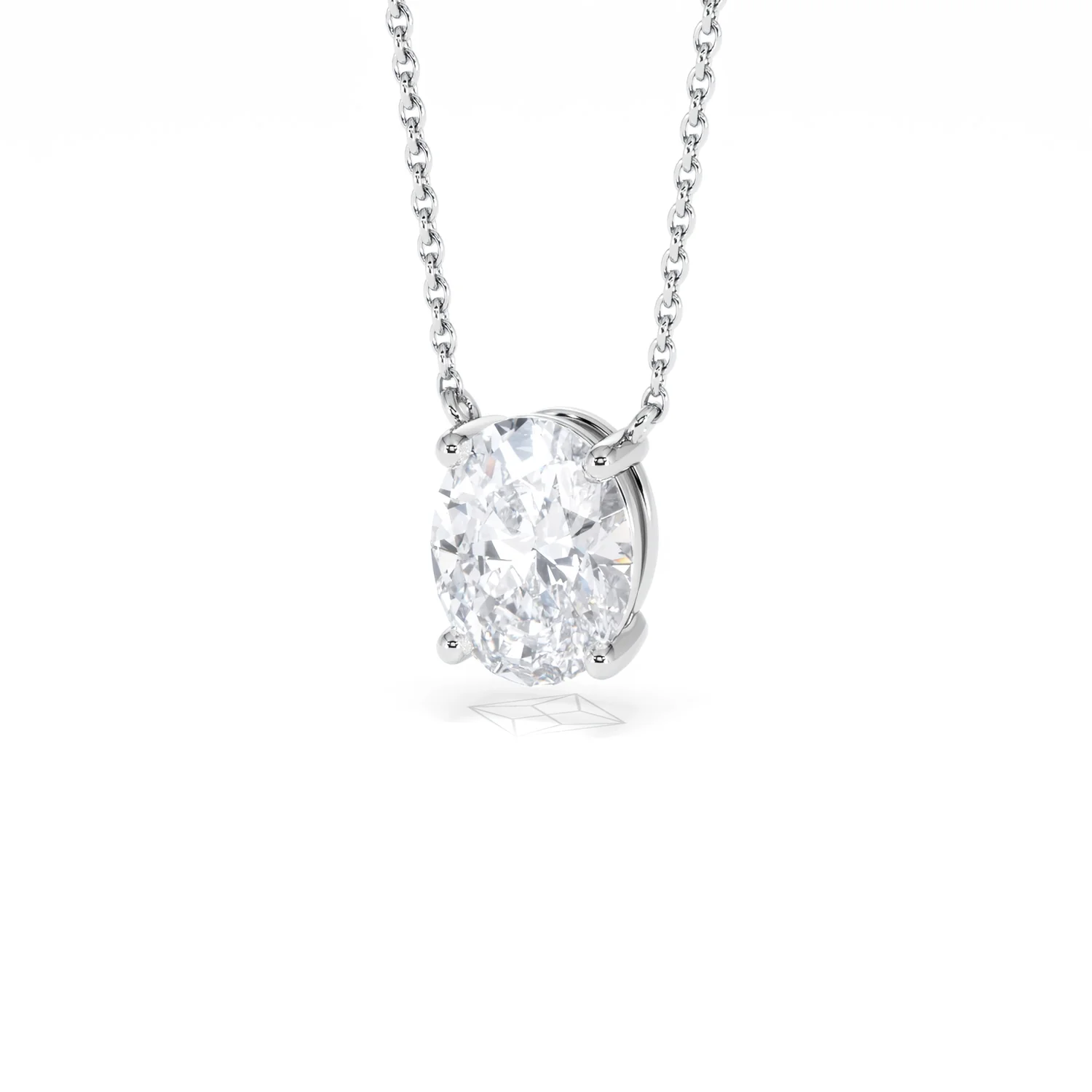 Wanderlust Floating Oval Cut Lab Diamond Solitaire Necklace 2.00ct H/SI in 9K White Gold - Image 85