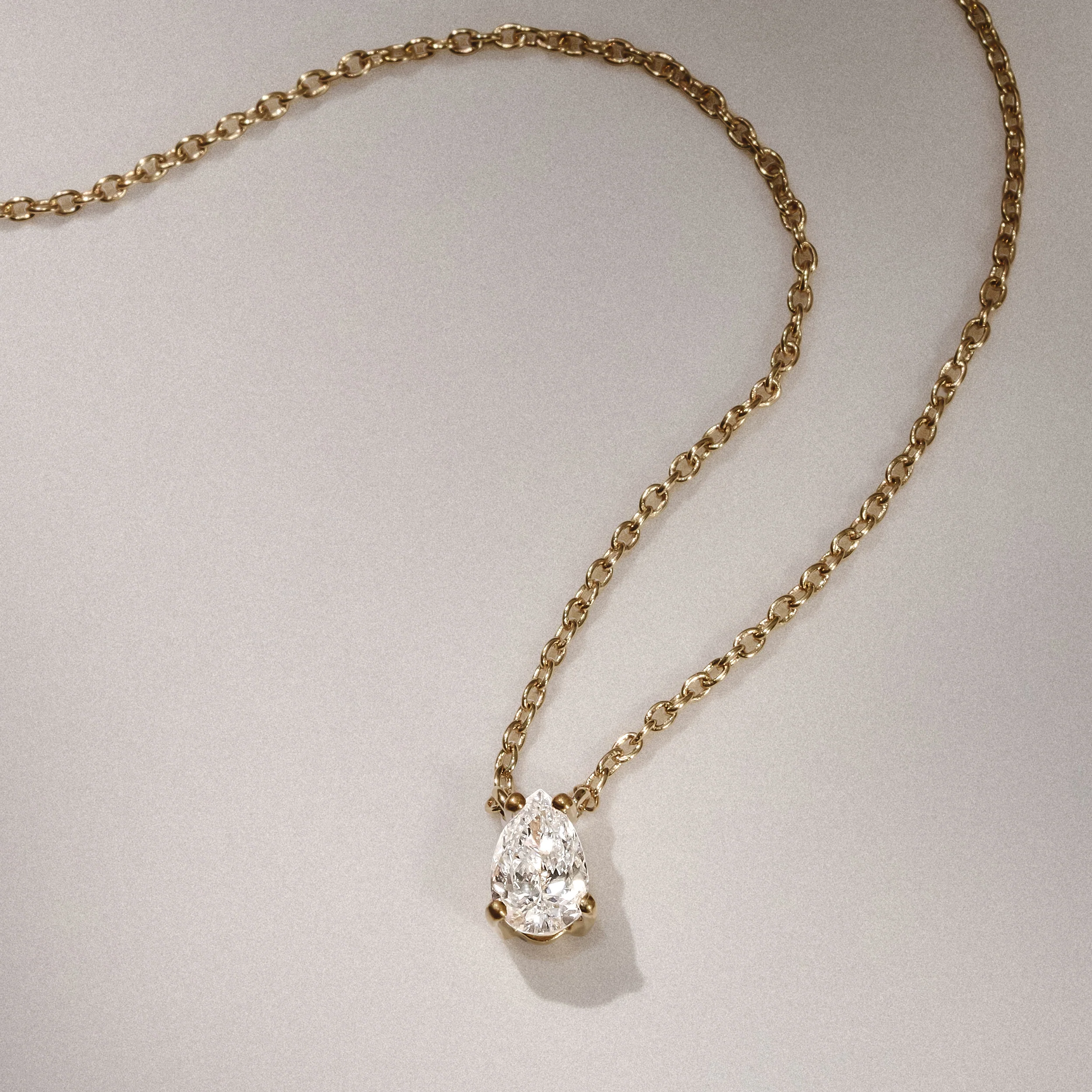 Wanderlust Floating Pear Cut Lab Diamond Solitaire Necklace 0.25ct H/SI in 18K Gold Vermeil - Image 7