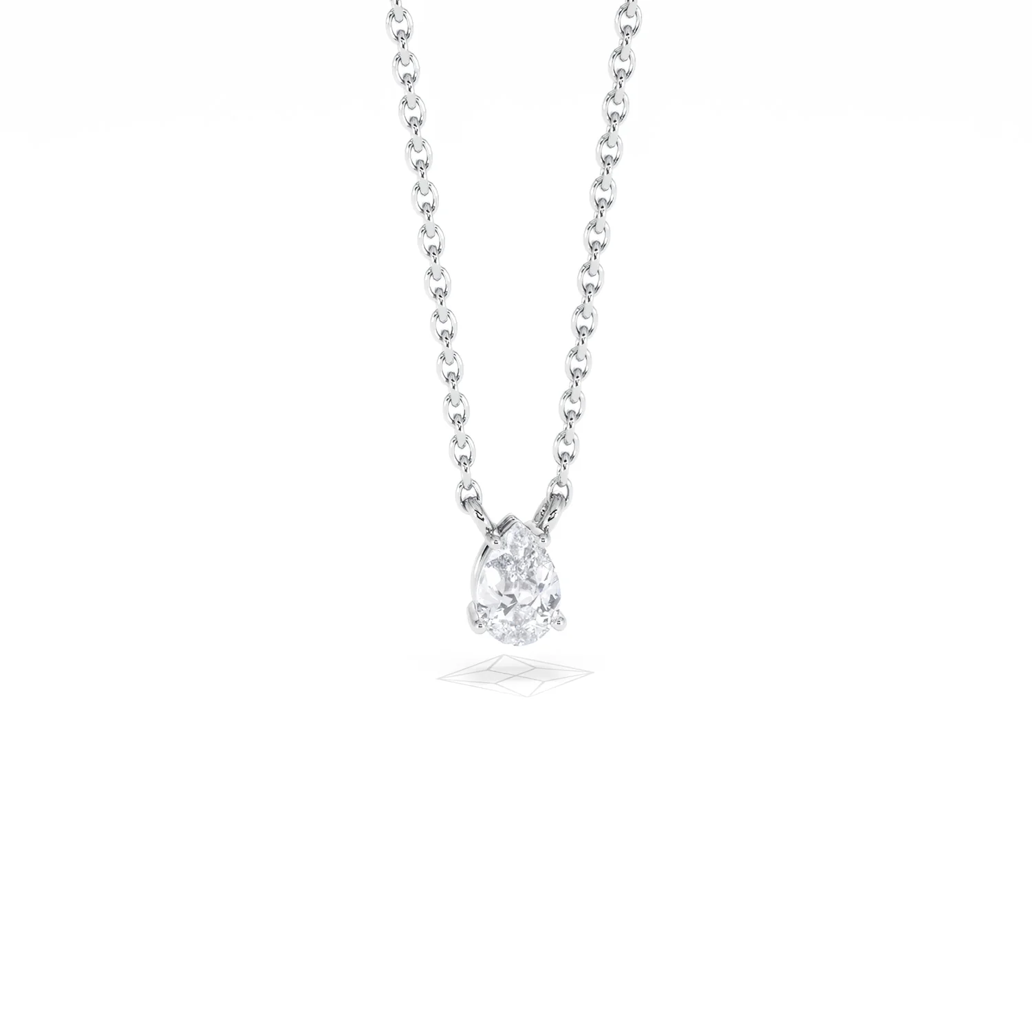 Wanderlust Floating Pear Cut Lab Diamond Solitaire Necklace 0.25ct H/SI in 925 Silver - Image 12