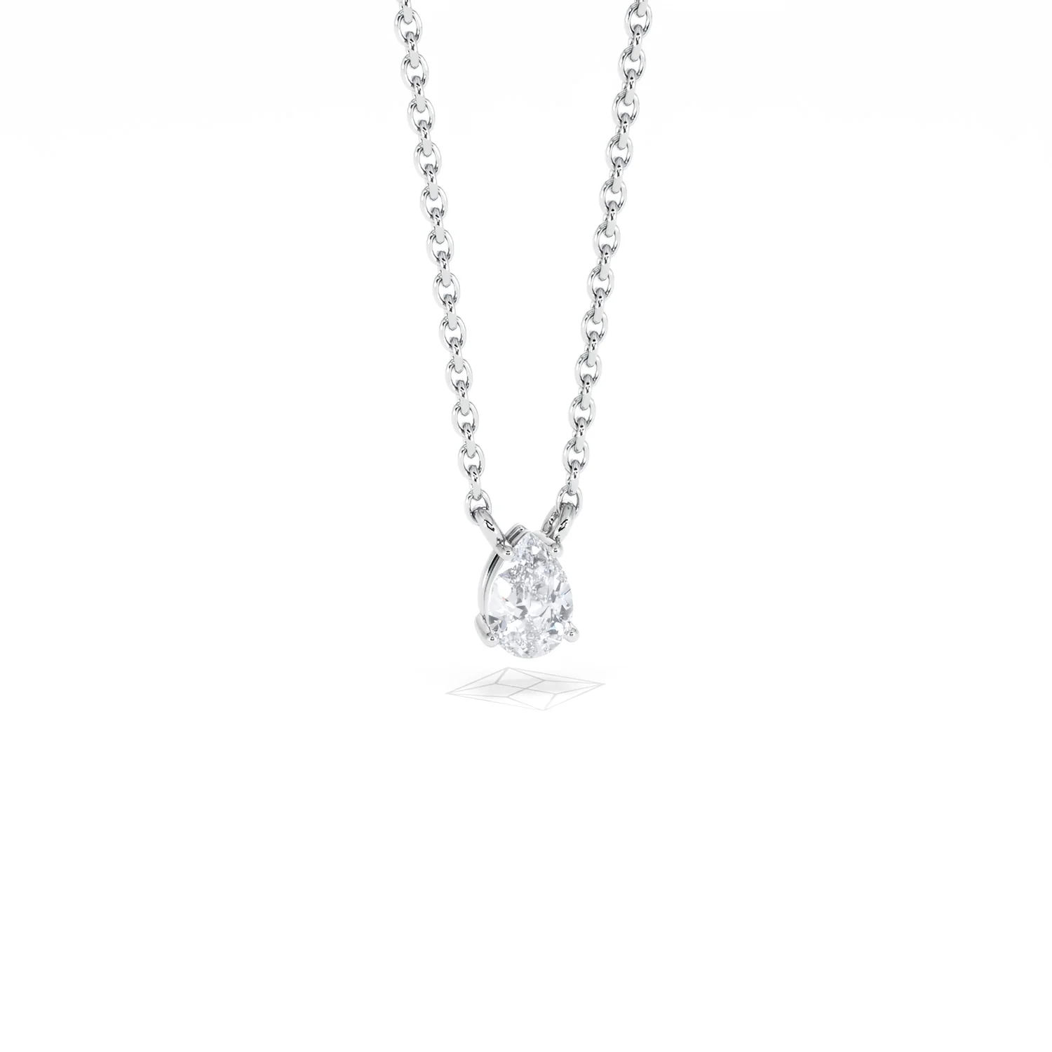 Wanderlust Floating Pear Cut Lab Diamond Solitaire Necklace 0.25ct H/SI in 925 Silver - Image 13
