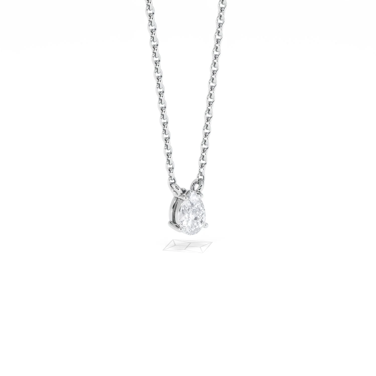 Wanderlust Floating Pear Cut Lab Diamond Solitaire Necklace 0.25ct H/SI in 925 Silver - Image 17