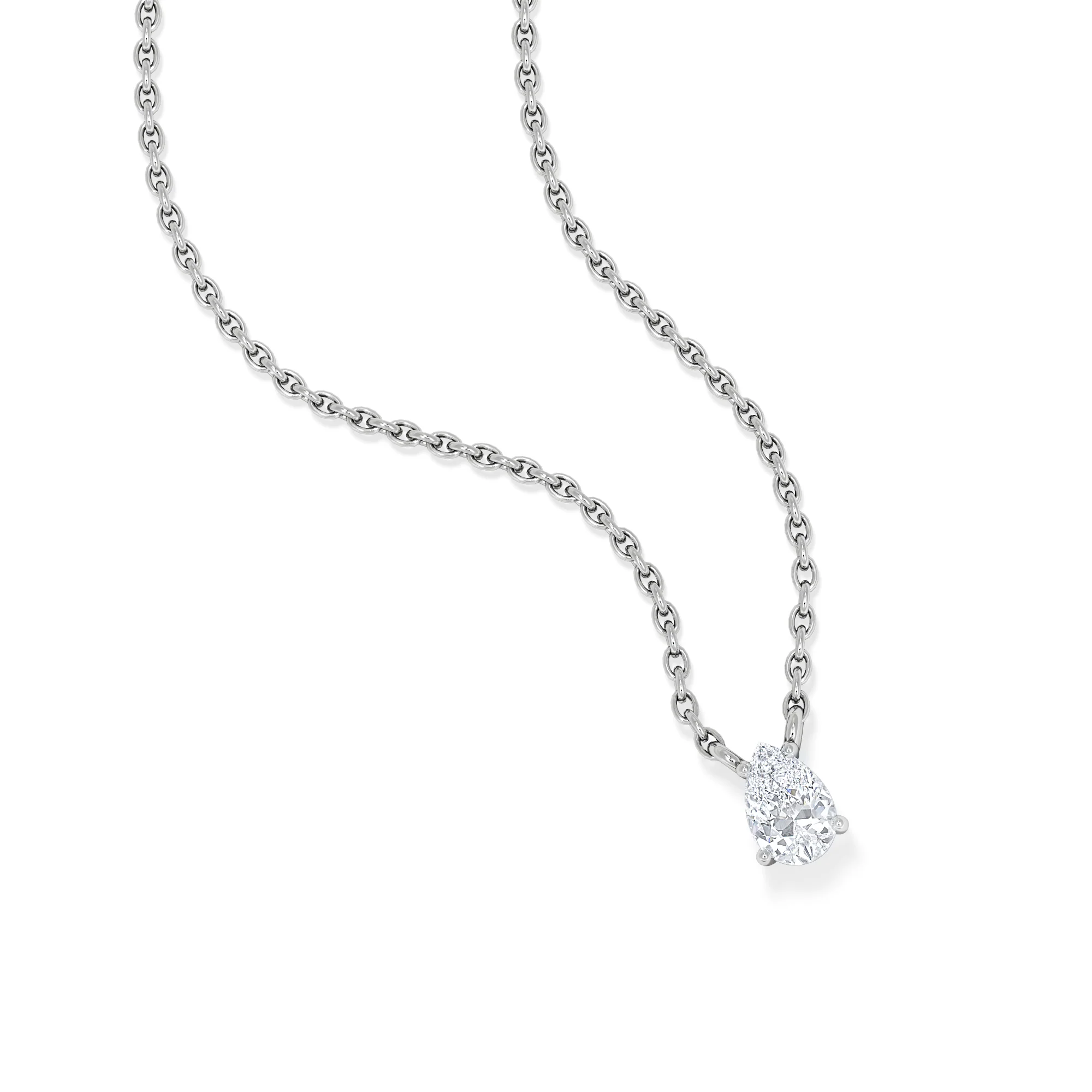 Wanderlust Floating Pear Cut Lab Diamond Solitaire Necklace 0.25ct H/SI in 925 Silver - Image 3