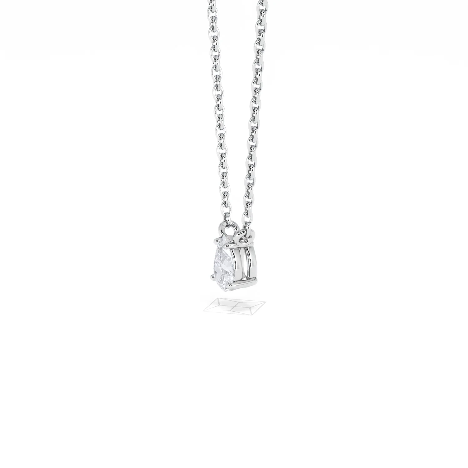 Wanderlust Floating Pear Cut Lab Diamond Solitaire Necklace 0.25ct H/SI in 925 Silver - Image 76