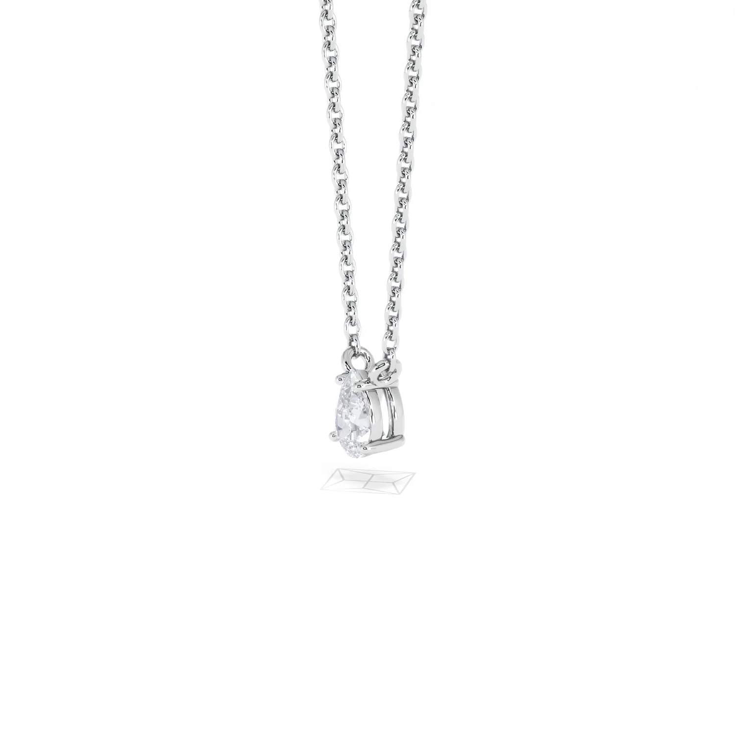 Wanderlust Floating Pear Cut Lab Diamond Solitaire Necklace 0.25ct H/SI in 925 Silver - Image 77