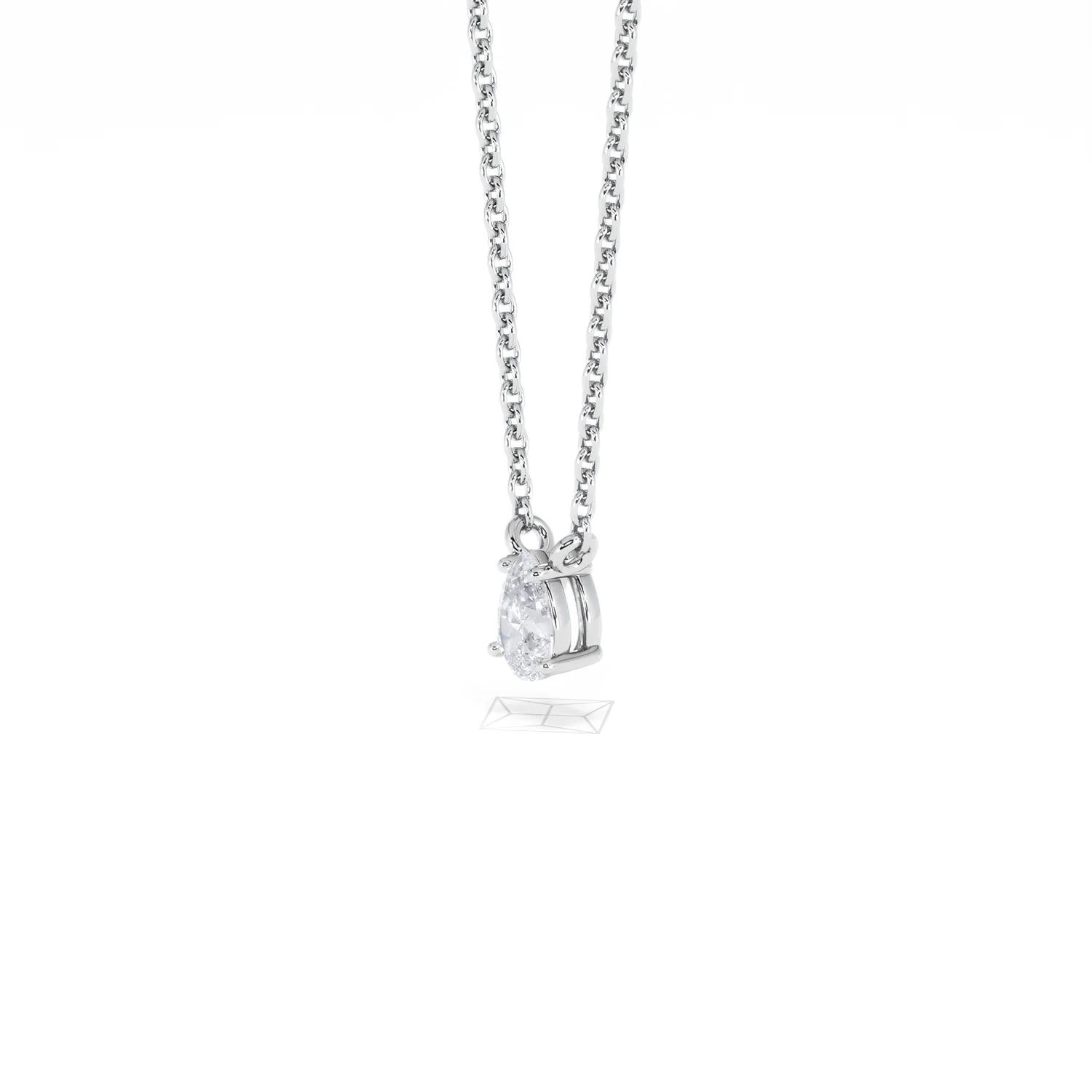 Wanderlust Floating Pear Cut Lab Diamond Solitaire Necklace 0.25ct H/SI in 925 Silver - Image 78