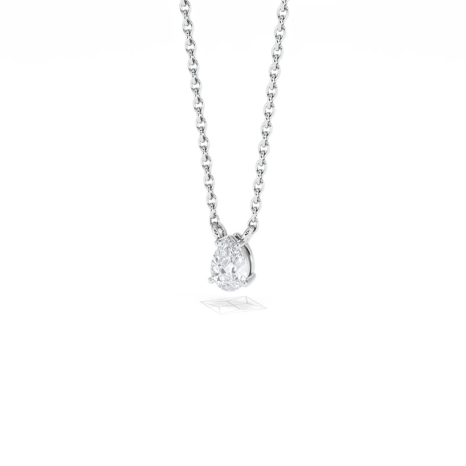 Wanderlust Floating Pear Cut Lab Diamond Solitaire Necklace 0.25ct H/SI in 925 Silver - Image 85