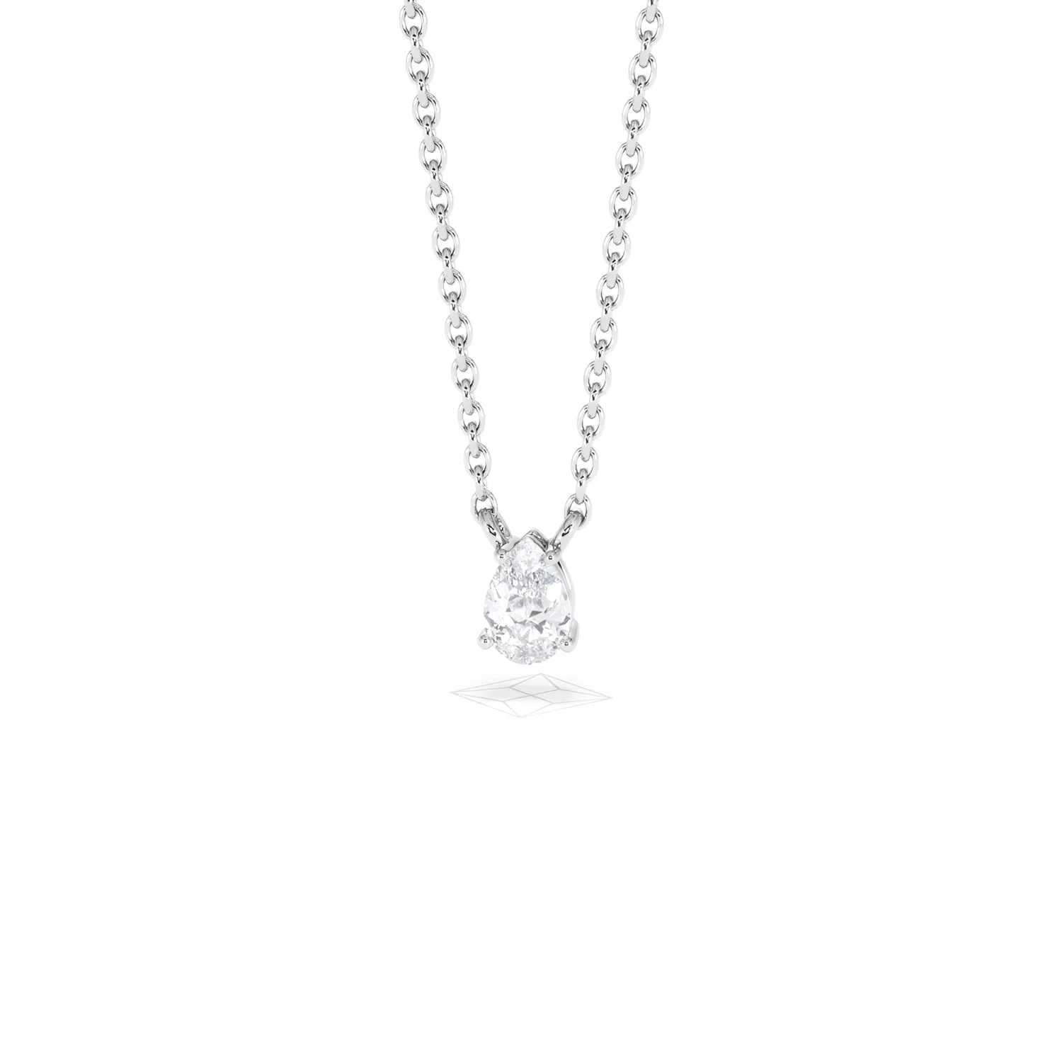 Wanderlust Floating Pear Cut Lab Diamond Solitaire Necklace 0.25ct H/SI in 925 Silver - Image 88