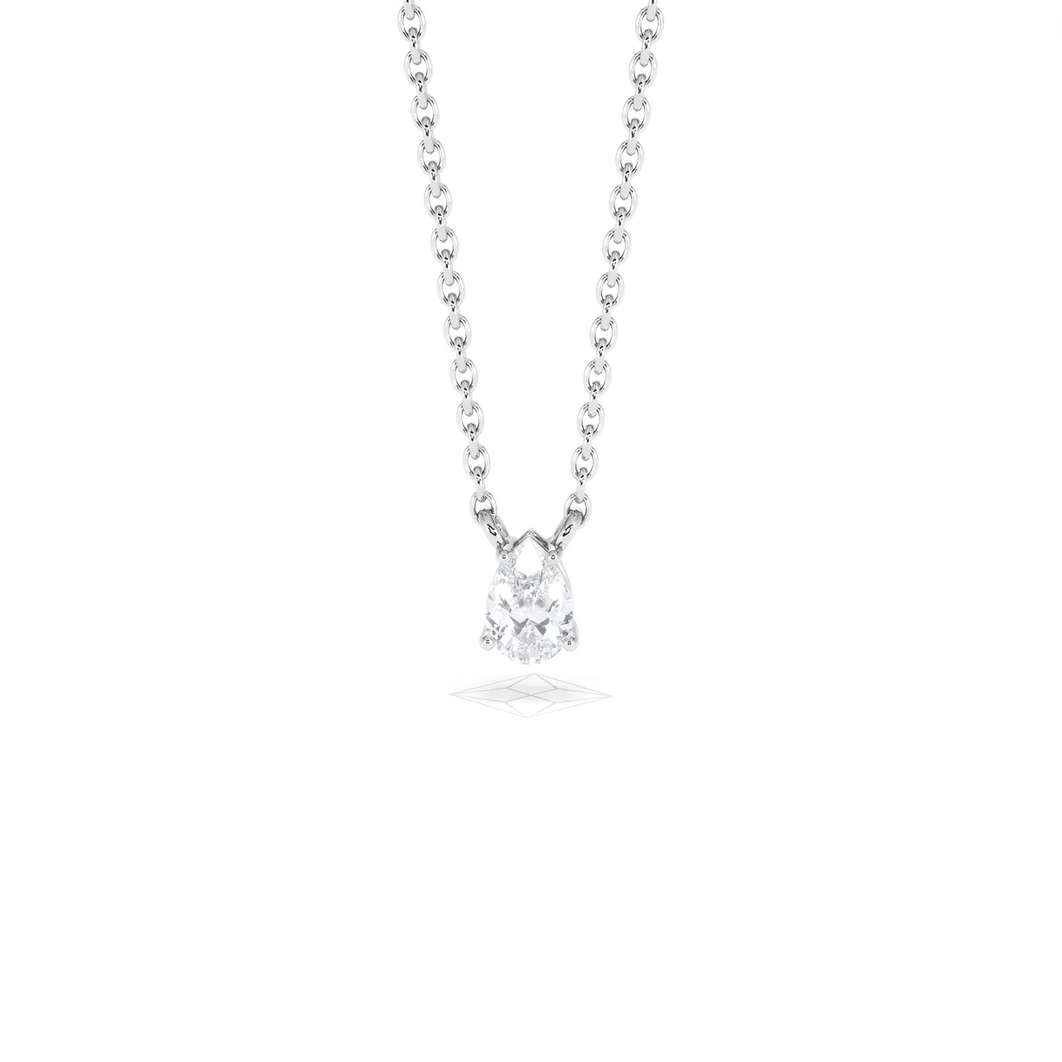Wanderlust Floating Pear Cut Lab Diamond Solitaire Necklace 0.25ct H/SI in 925 Silver - Image 89