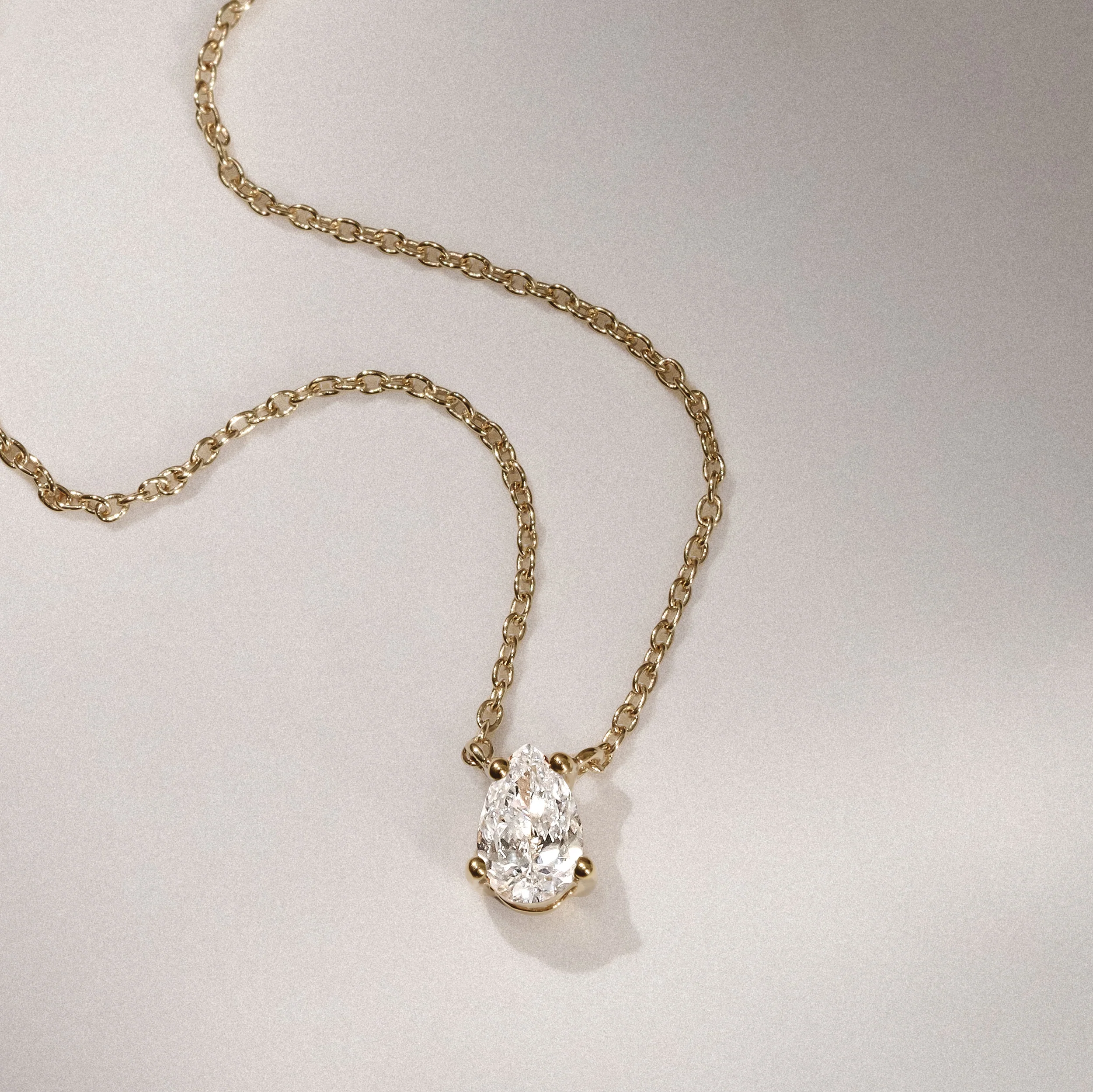 Wanderlust Floating Pear Cut Lab Diamond Solitaire Necklace 0.33ct H/SI in 18K Gold Vermeil - Image 7
