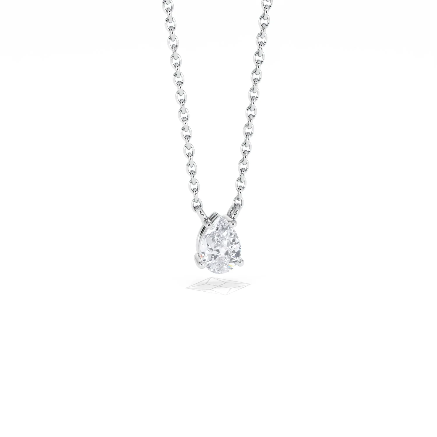 Wanderlust Floating Pear Cut Lab Diamond Solitaire Necklace 0.33ct H/SI in 925 Silver - Image 12